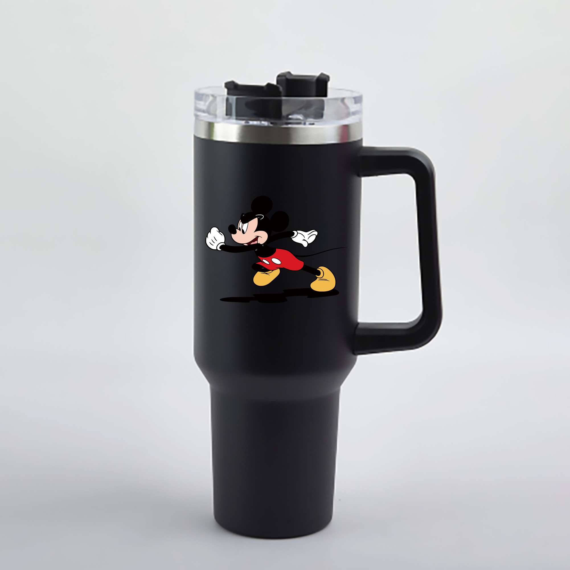 （画像用） ミッキーマウス Mickey Mouse 1200mL車用タンブラー - クリスタルステッカー（プラスチックストロー付き）