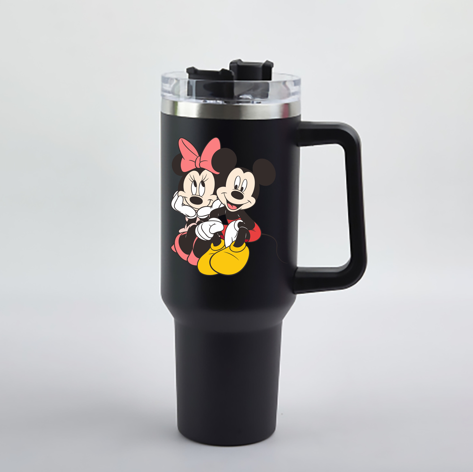 （画像用） ミッキーマウス Mickey Mouse 1200mL車用タンブラー - クリスタルステッカー（プラスチックストロー付き）