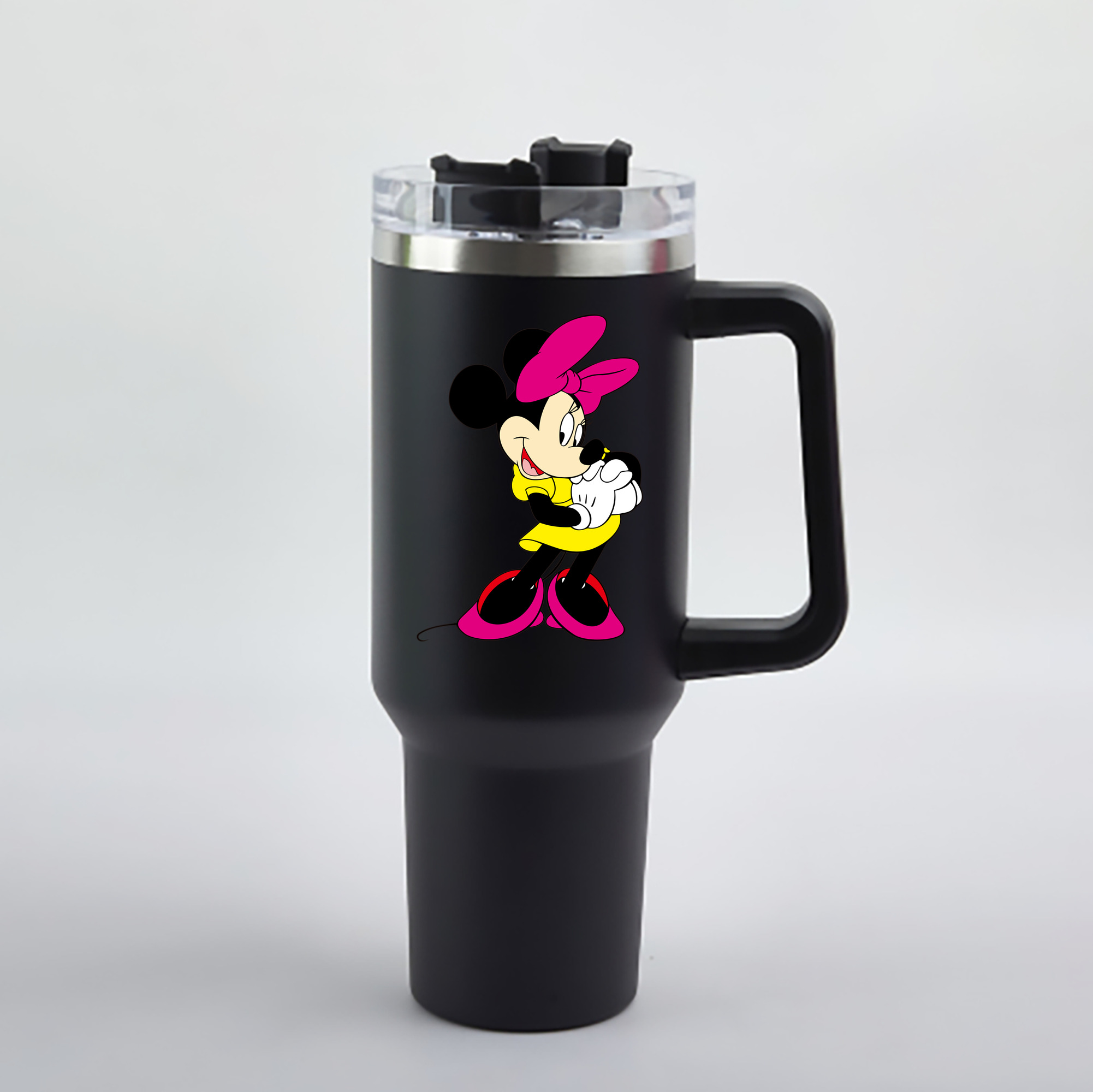 （画像用） ミッキーマウス Mickey Mouse 1200mL車用タンブラー - クリスタルステッカー（プラスチックストロー付き）