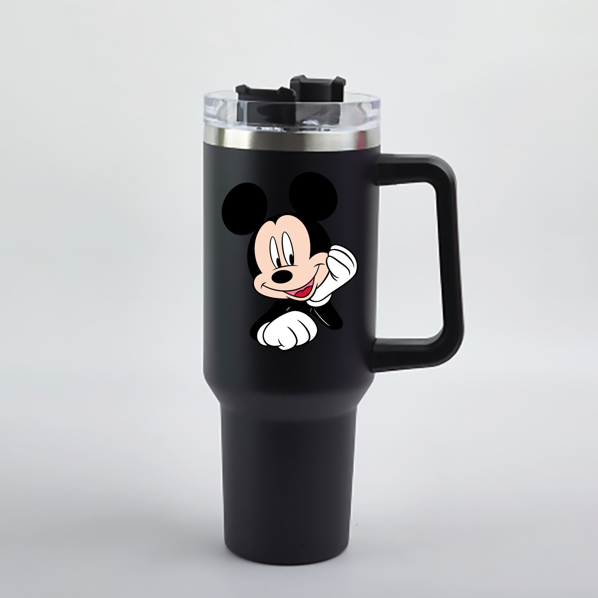 （画像用） ミッキーマウス Mickey Mouse 1200mL車用タンブラー - クリスタルステッカー（プラスチックストロー付き）
