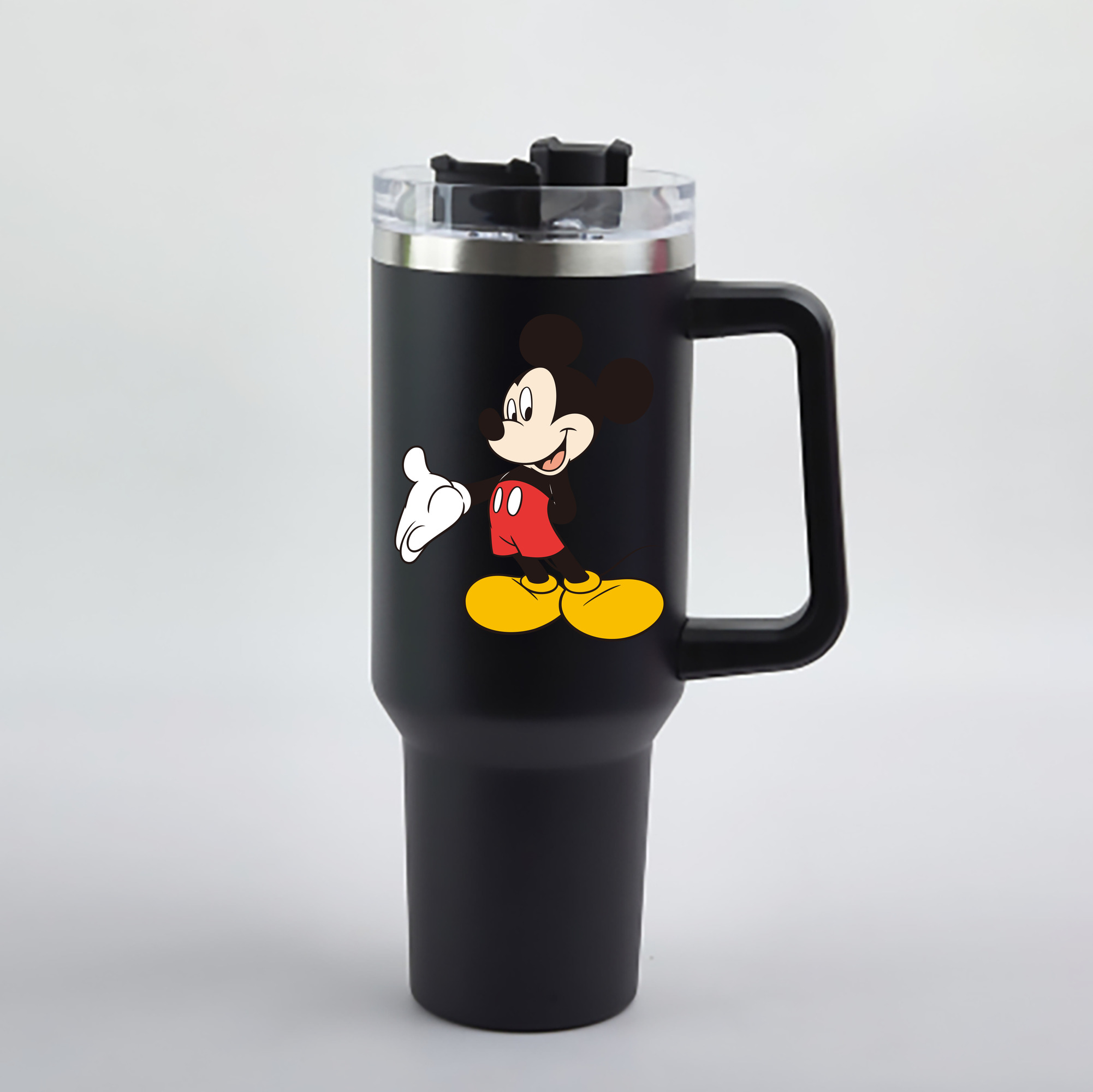（画像用） ミッキーマウス Mickey Mouse 1200mL車用タンブラー - クリスタルステッカー（プラスチックストロー付き）