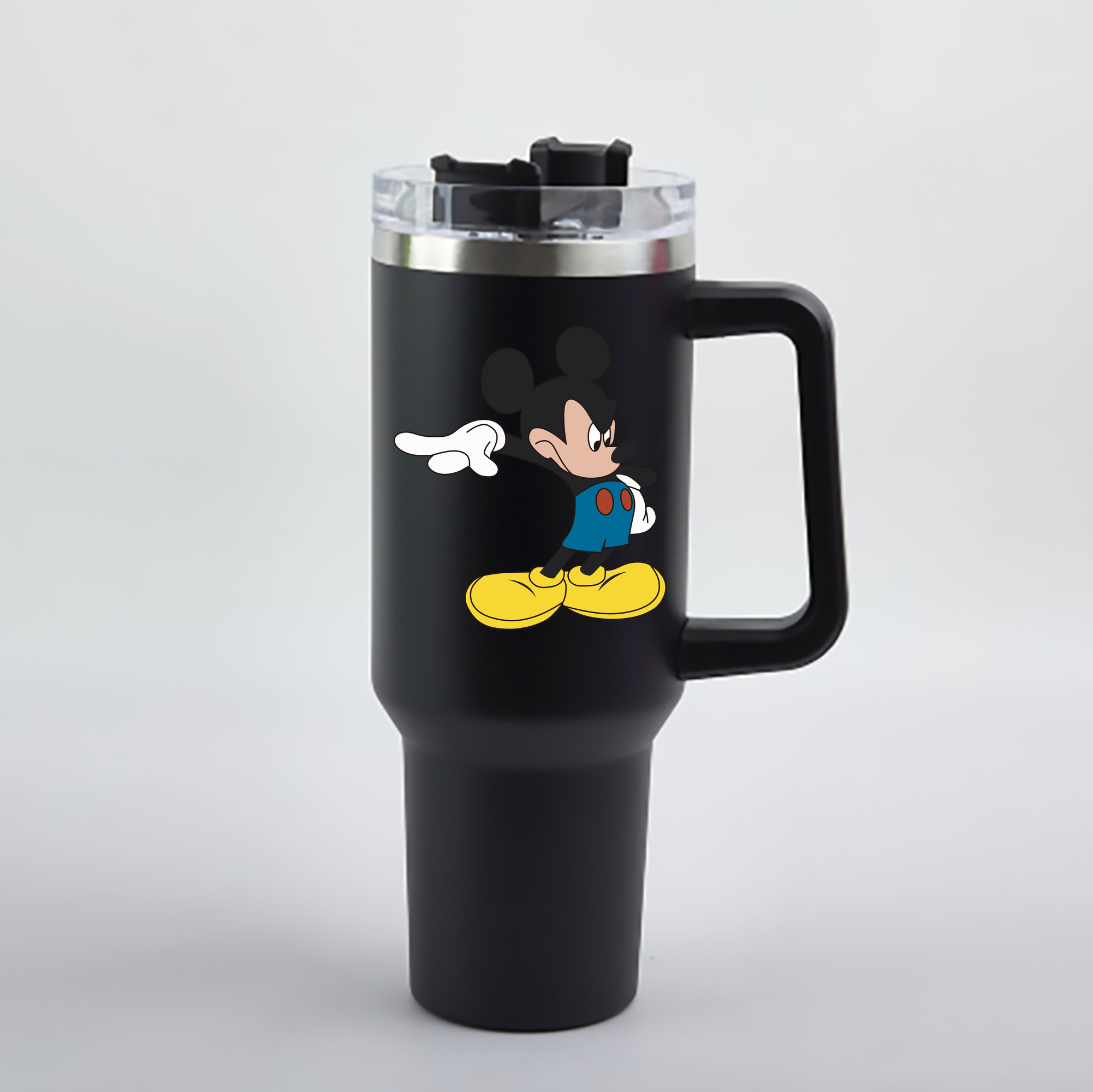 （画像用） ミッキーマウス Mickey Mouse 1200mL車用タンブラー - クリスタルステッカー（プラスチックストロー付き）