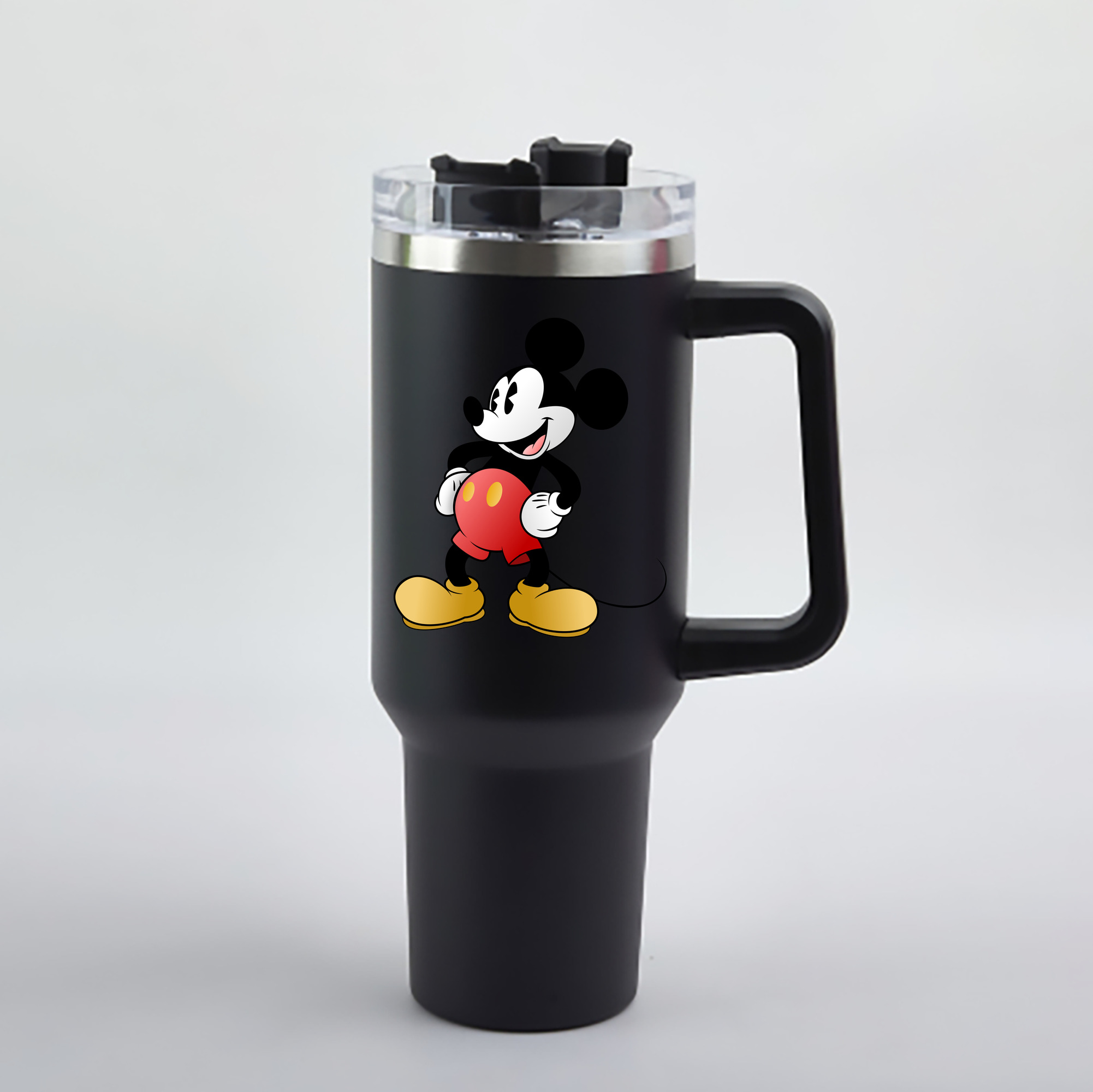 （画像用） ミッキーマウス Mickey Mouse 1200mL車用タンブラー - クリスタルステッカー（プラスチックストロー付き）