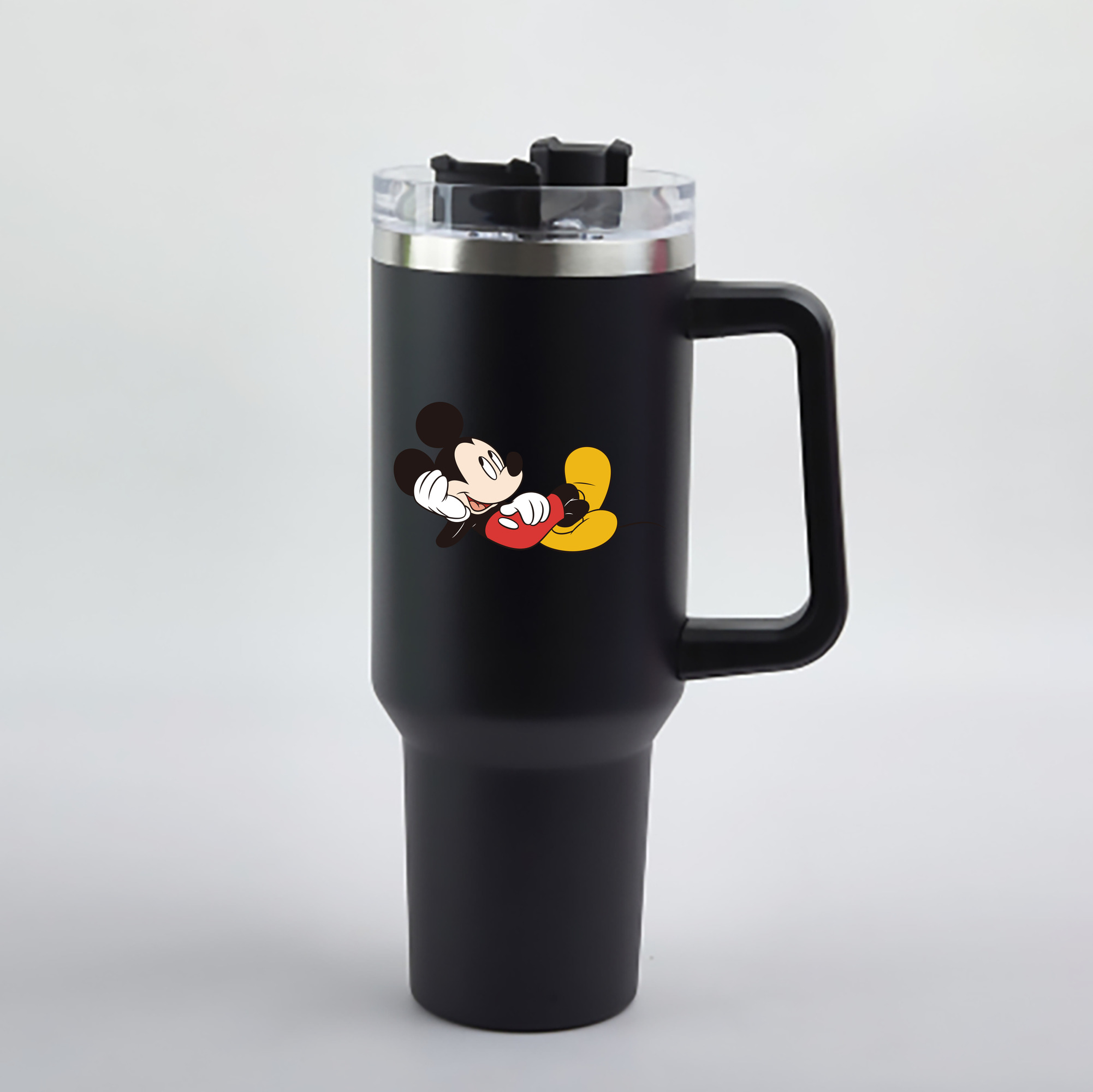 （画像用） ミッキーマウス Mickey Mouse 1200mL車用タンブラー - クリスタルステッカー（プラスチックストロー付き）