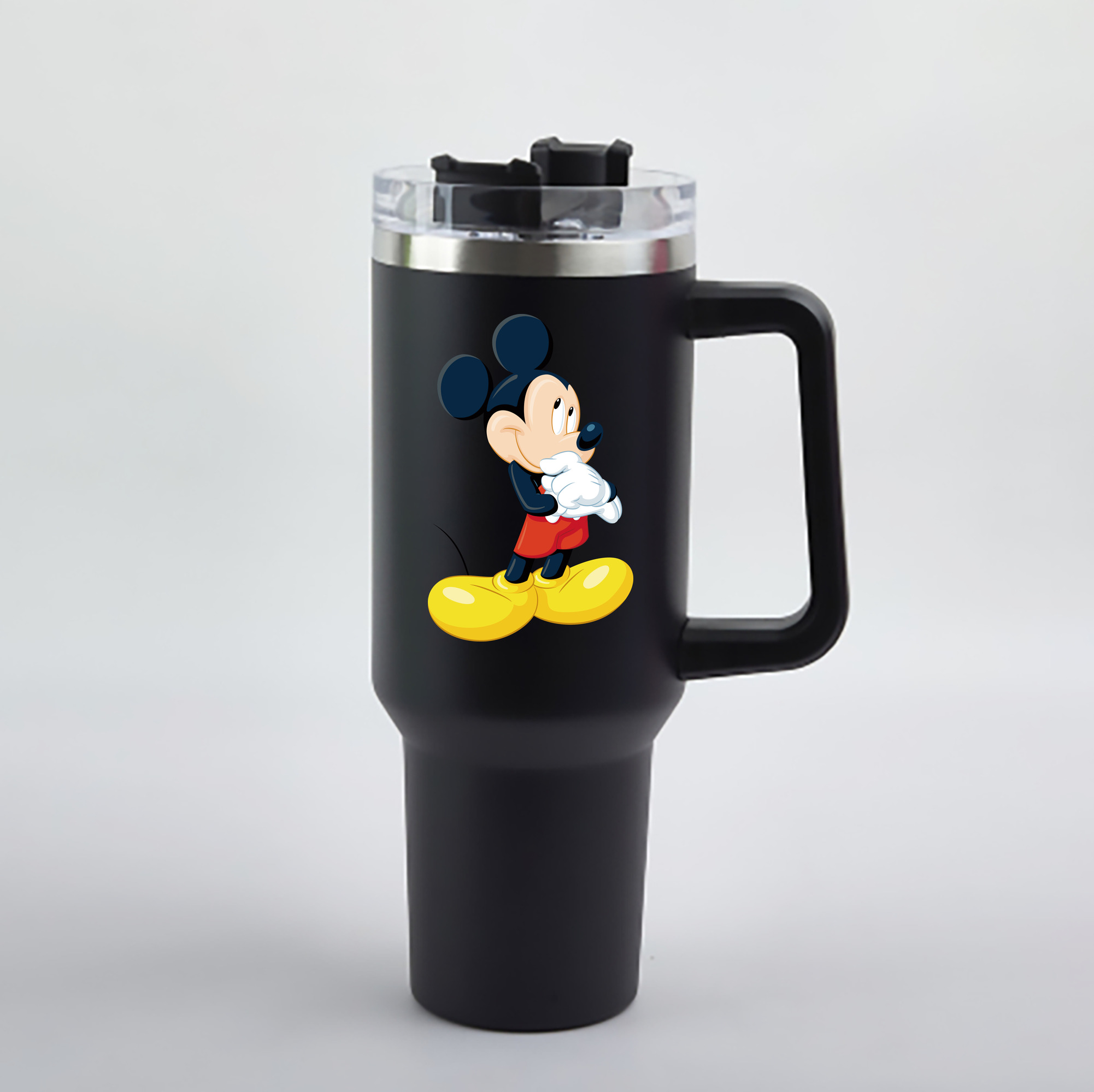 （画像用） ミッキーマウス Mickey Mouse 1200mL車用タンブラー - クリスタルステッカー（プラスチックストロー付き）