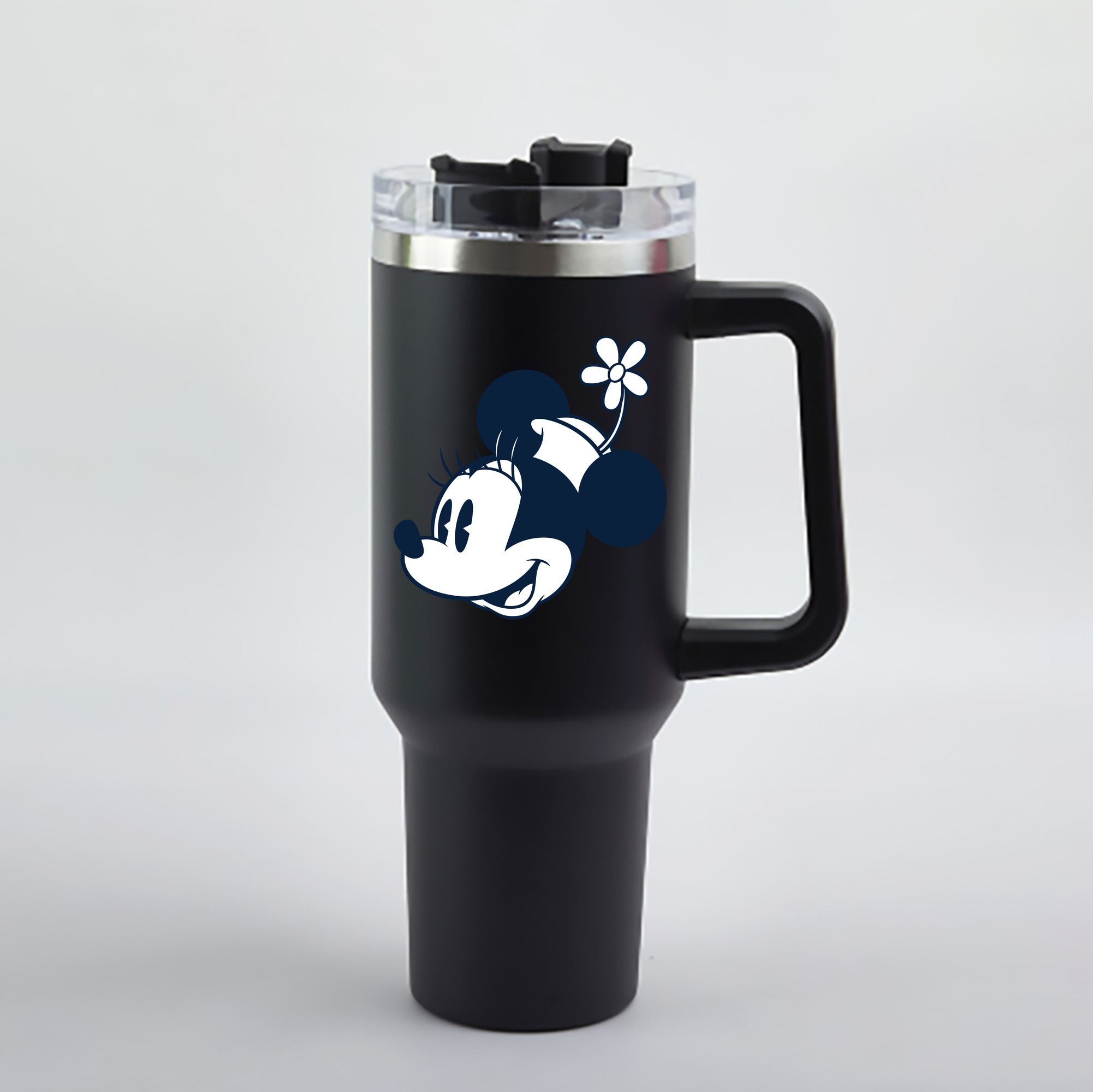 （画像用） ミッキーマウス Mickey Mouse 1200mL車用タンブラー - クリスタルステッカー（プラスチックストロー付き）