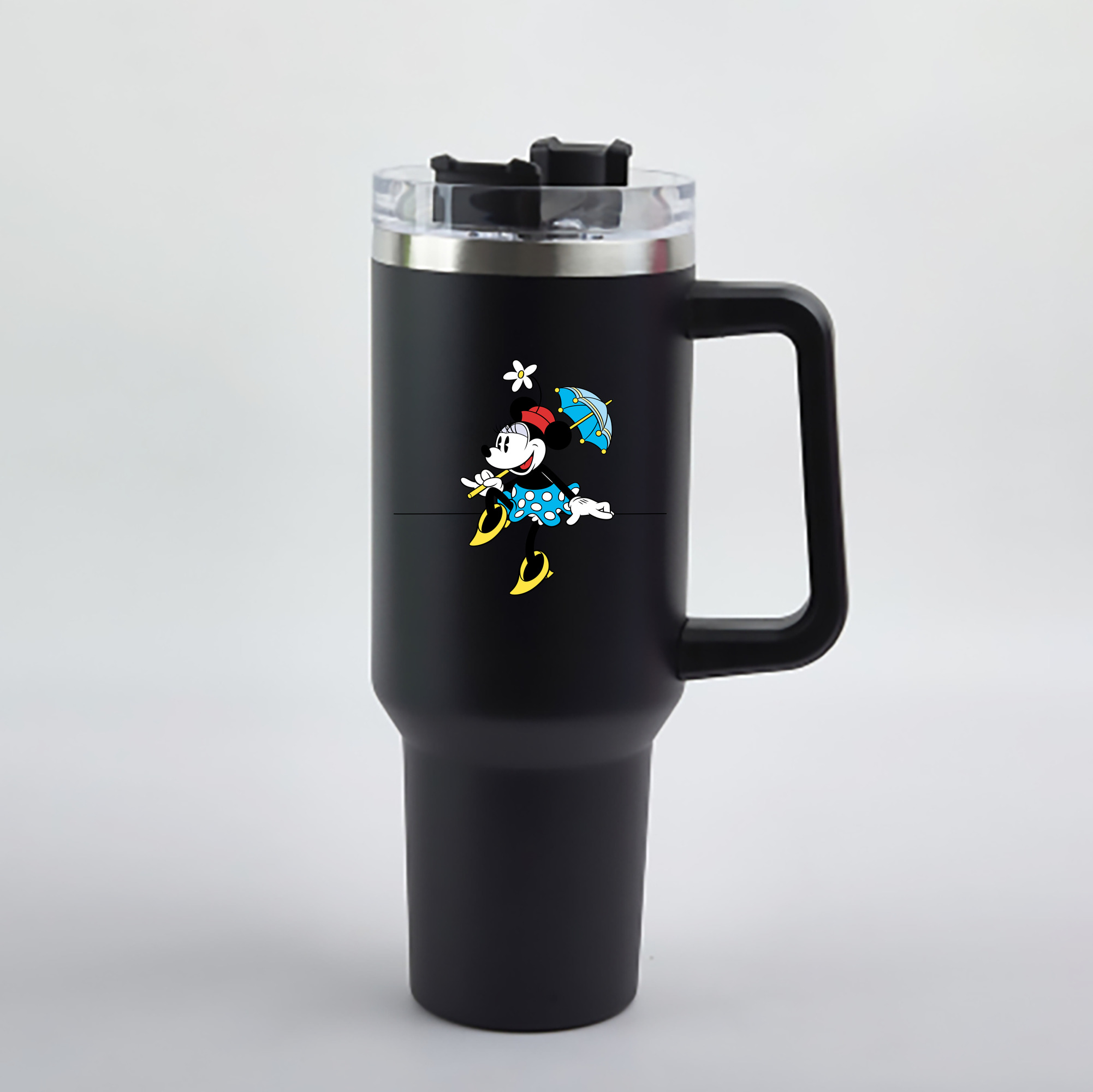 （画像用） ミッキーマウス Mickey Mouse 1200mL車用タンブラー - クリスタルステッカー（プラスチックストロー付き）