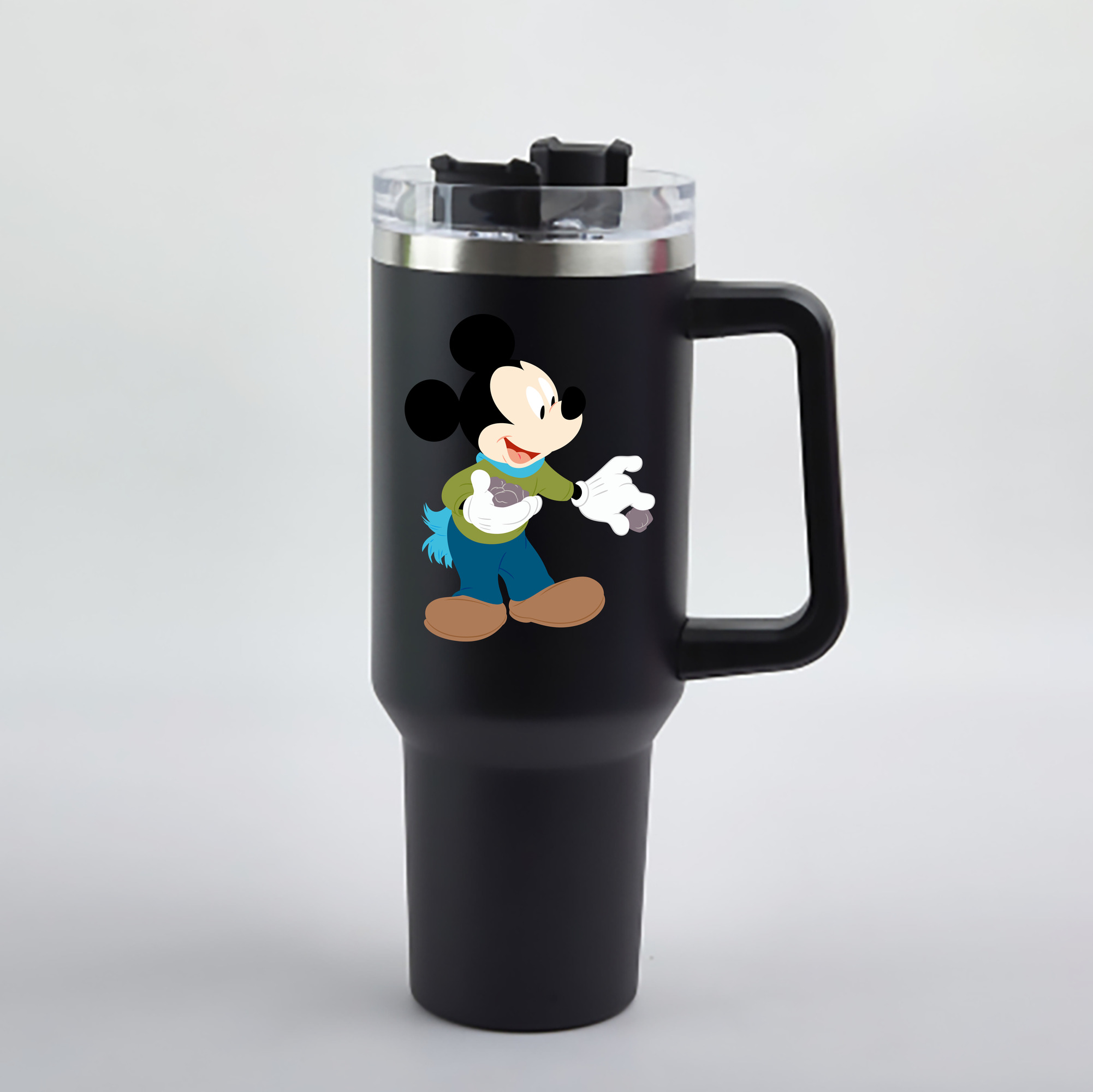 （画像用） ミッキーマウス Mickey Mouse 1200mL車用タンブラー - クリスタルステッカー（プラスチックストロー付き）