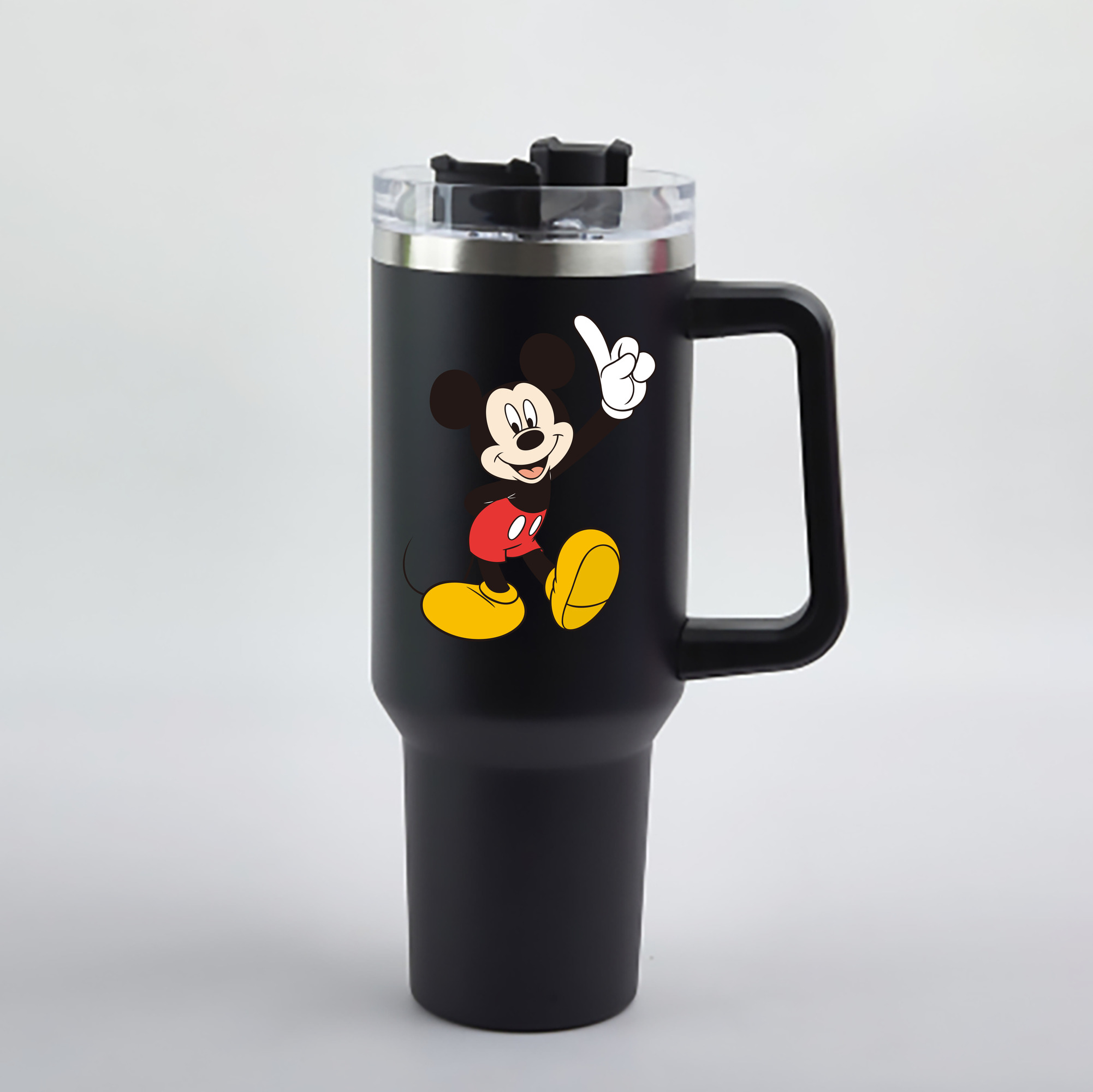 （画像用） ミッキーマウス Mickey Mouse 1200mL車用タンブラー - クリスタルステッカー（プラスチックストロー付き）