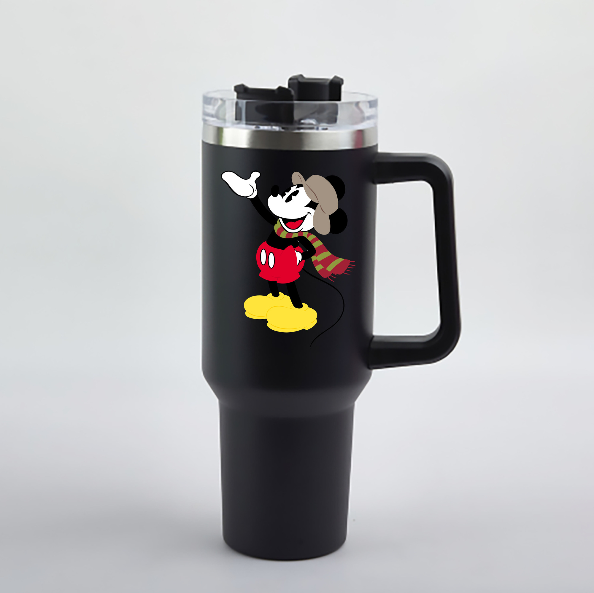 （画像用） ミッキーマウス Mickey Mouse 1200mL車用タンブラー - クリスタルステッカー（プラスチックストロー付き）