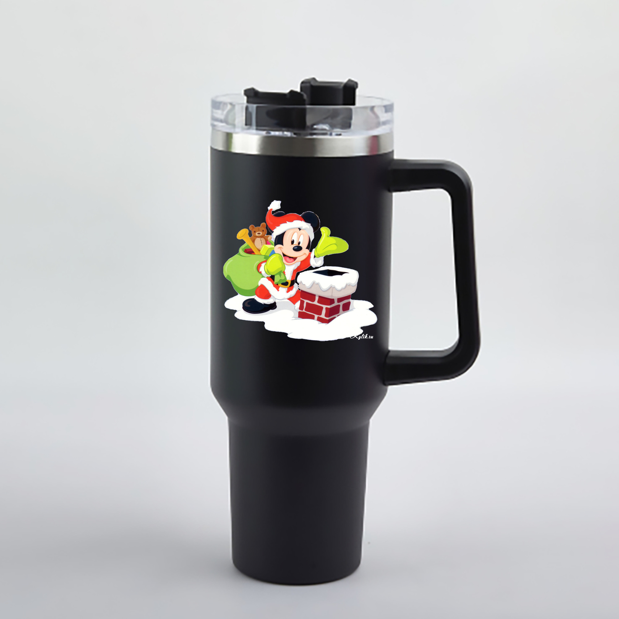 （画像用） ミッキーマウス Mickey Mouse 1200mL車用タンブラー - クリスタルステッカー（プラスチックストロー付き）