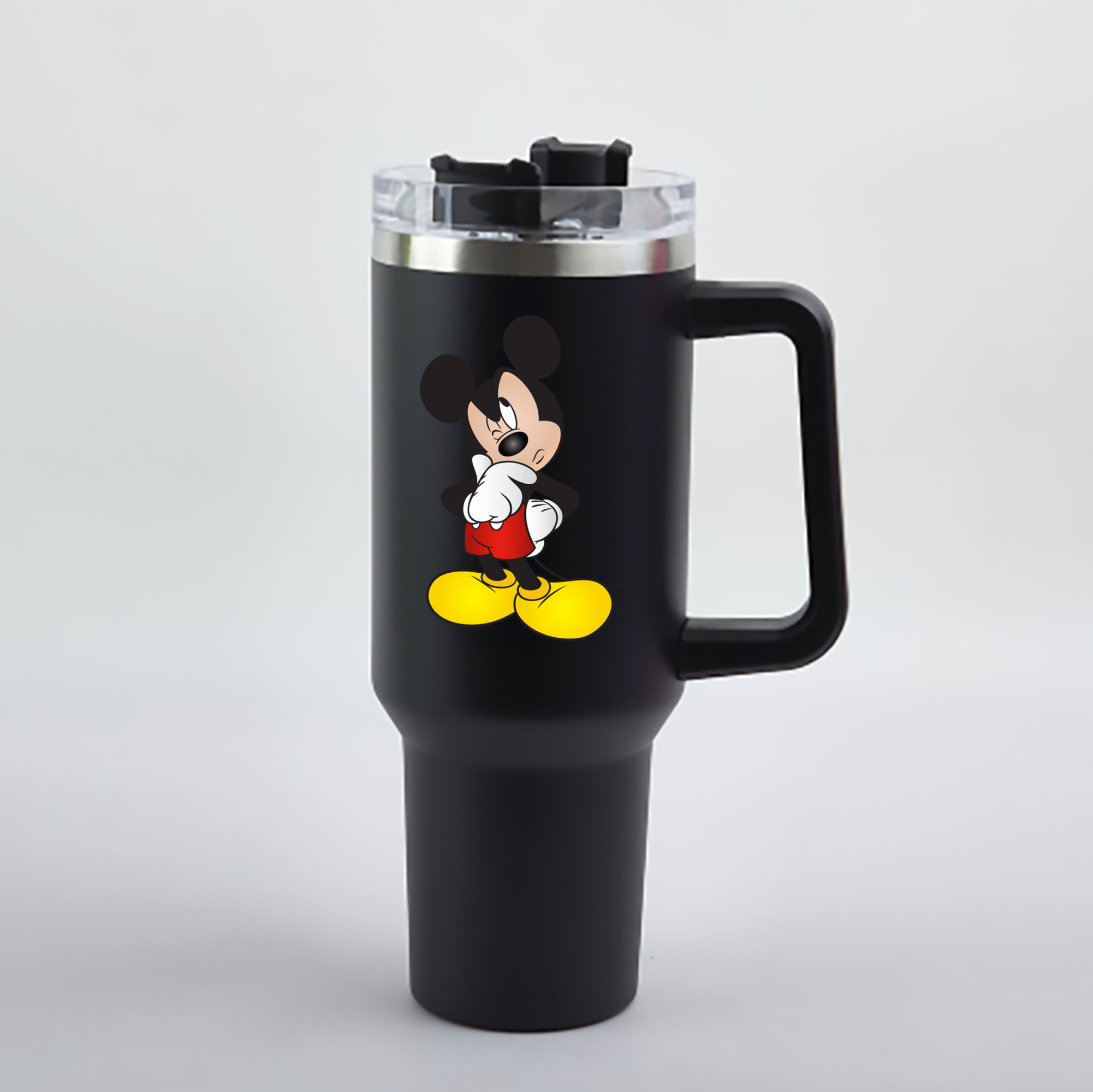 （画像用） ミッキーマウス Mickey Mouse 1200mL車用タンブラー - クリスタルステッカー（プラスチックストロー付き）