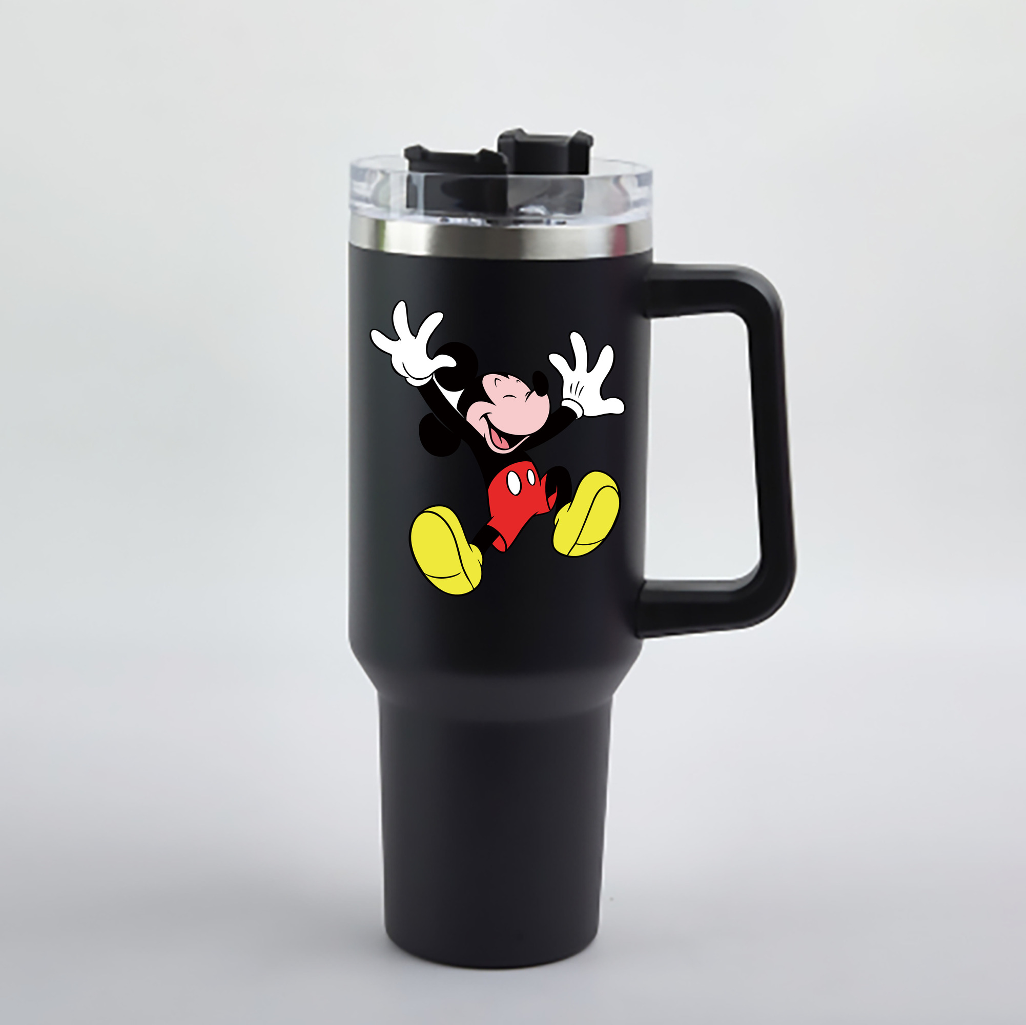（画像用） ミッキーマウス Mickey Mouse 1200mL車用タンブラー - クリスタルステッカー（プラスチックストロー付き）