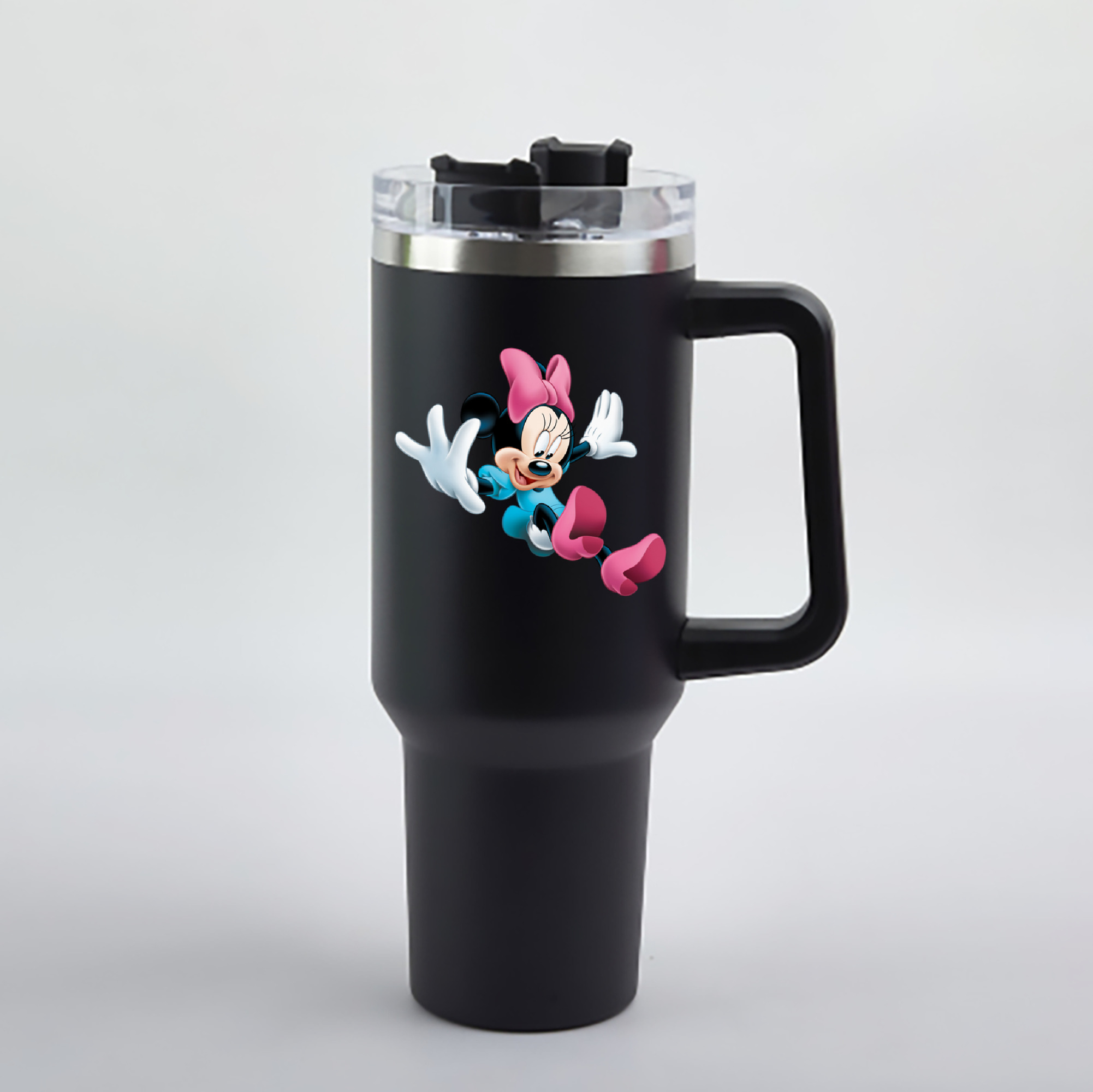 （画像用） ミッキーマウス Mickey Mouse 1200mL車用タンブラー - クリスタルステッカー（プラスチックストロー付き）