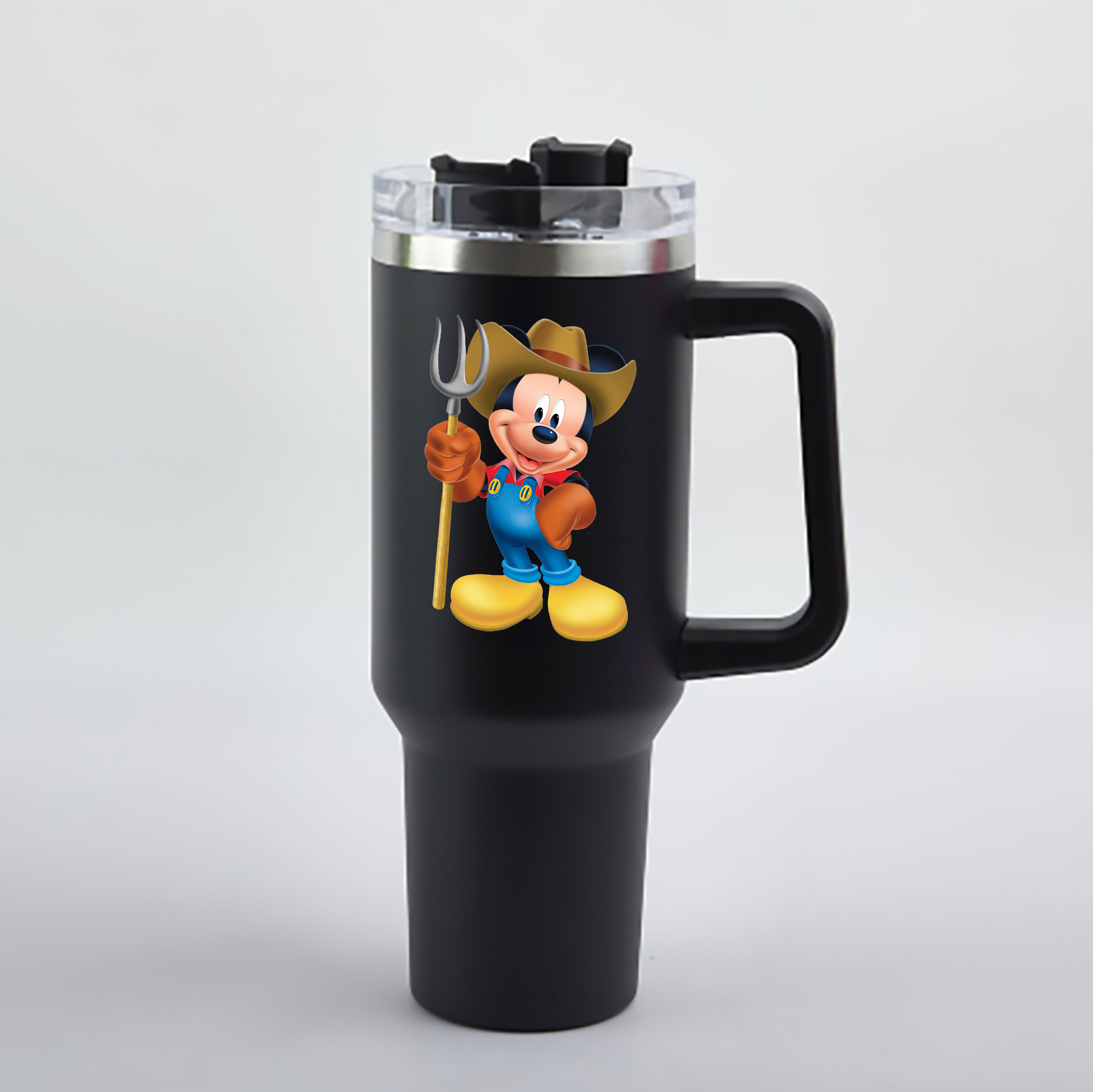 （画像用） ミッキーマウス Mickey Mouse 1200mL車用タンブラー - クリスタルステッカー（プラスチックストロー付き）