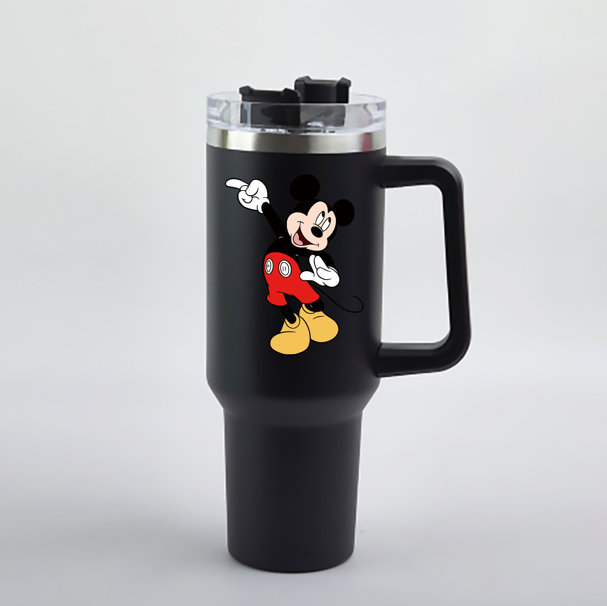 （画像用） ミッキーマウス Mickey Mouse 1200mL車用タンブラー - クリスタルステッカー（プラスチックストロー付き）