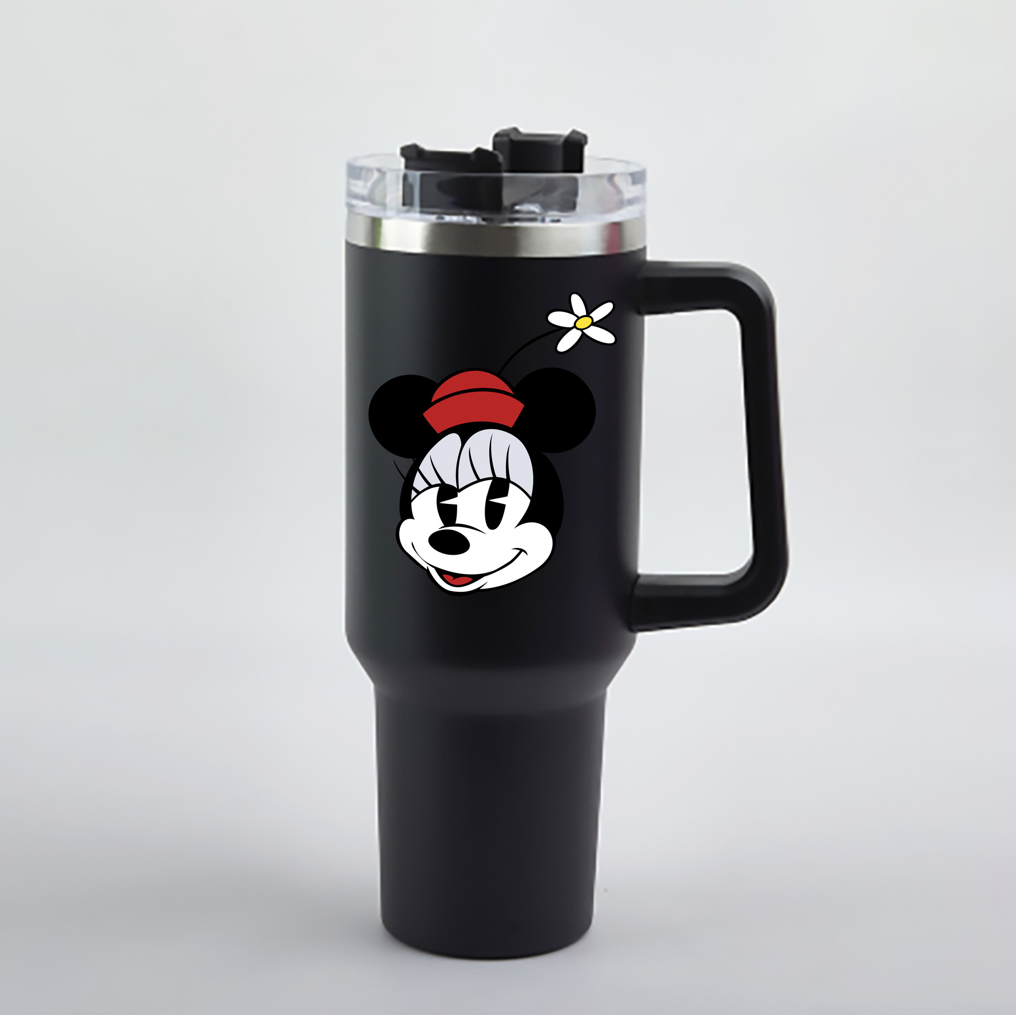 （画像用） ミッキーマウス Mickey Mouse 1200mL車用タンブラー - クリスタルステッカー（プラスチックストロー付き）