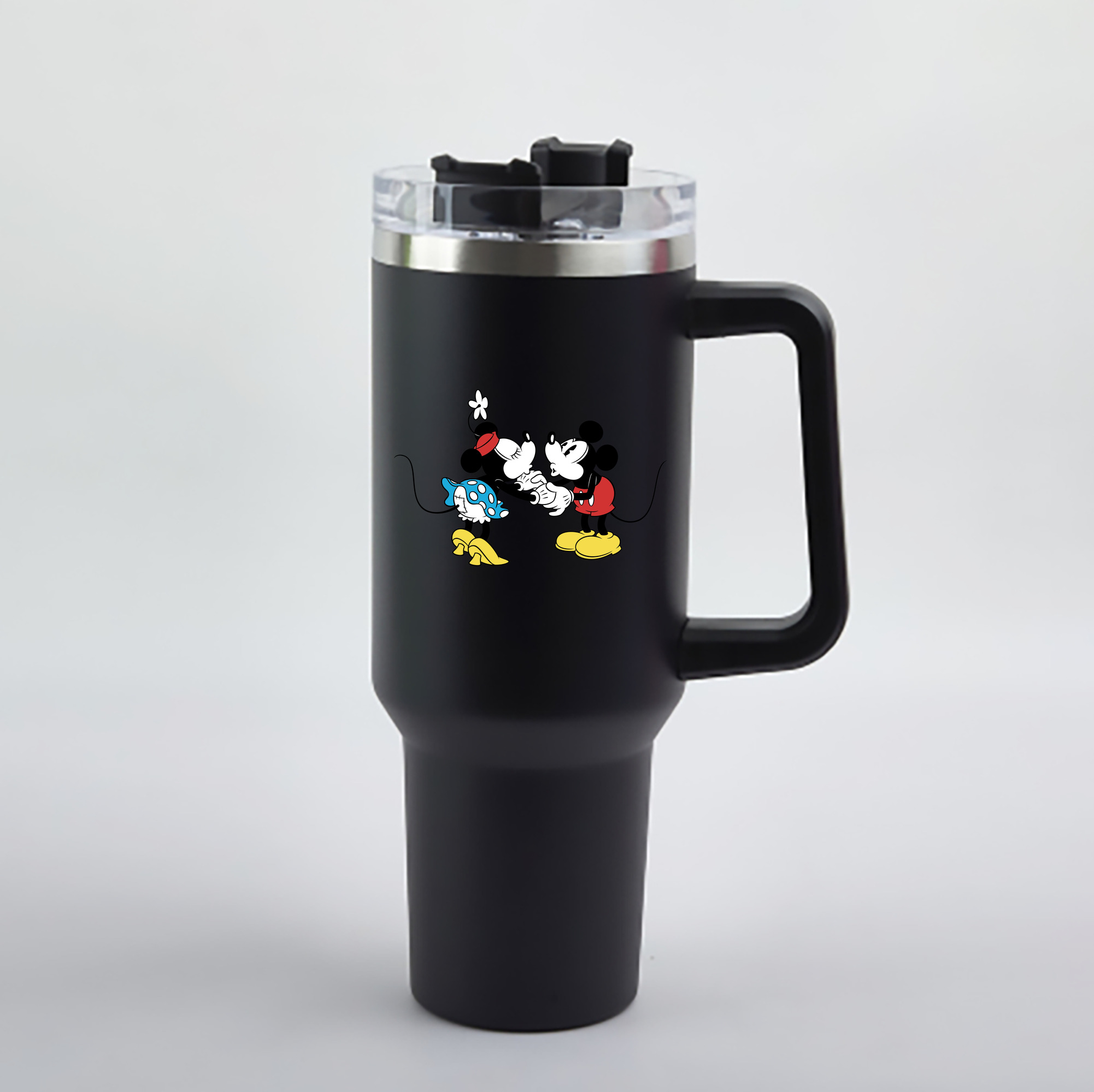 （画像用） ミッキーマウス Mickey Mouse 1200mL車用タンブラー - クリスタルステッカー（プラスチックストロー付き）