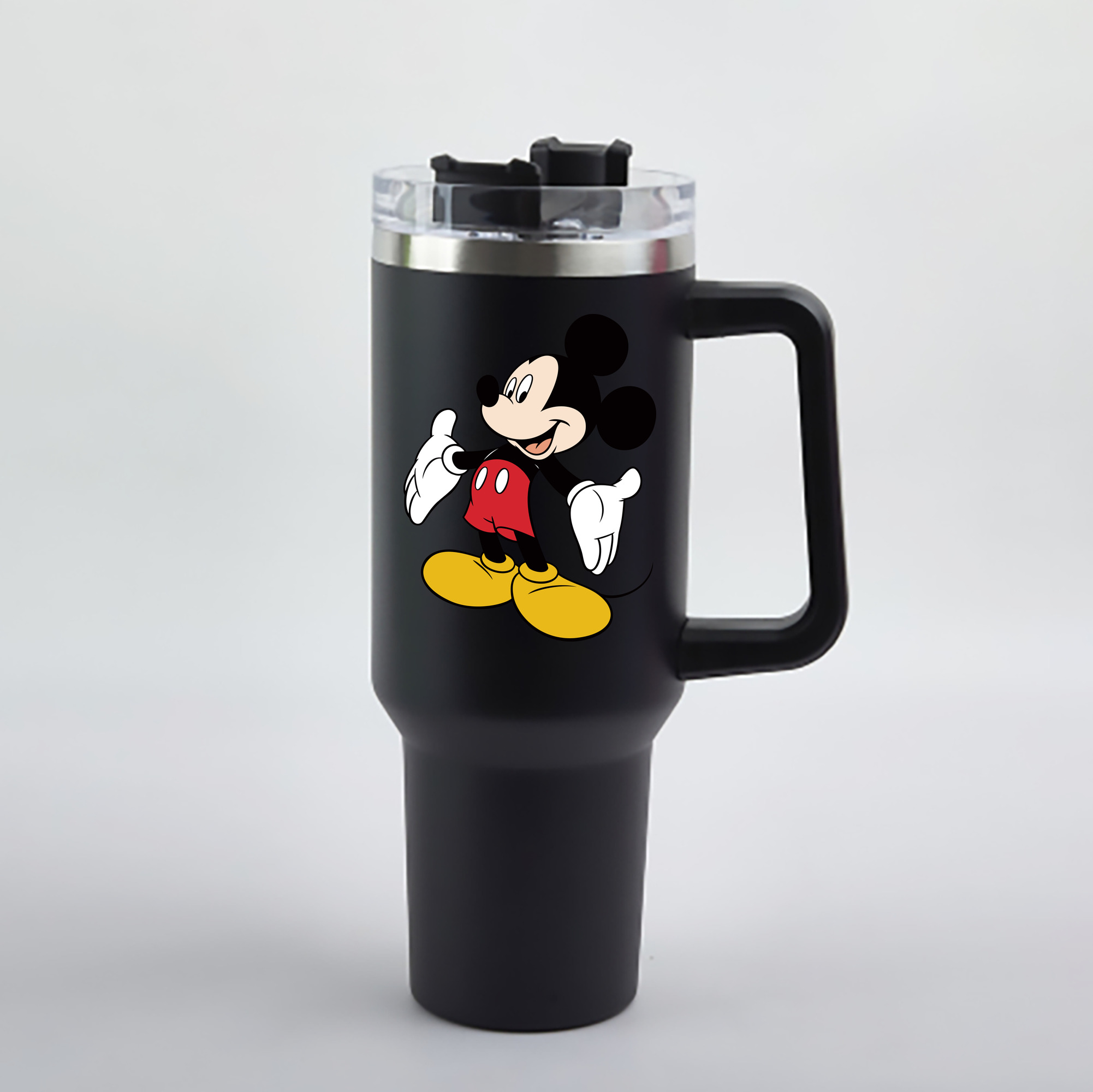 （画像用） ミッキーマウス Mickey Mouse 1200mL車用タンブラー - クリスタルステッカー（プラスチックストロー付き）