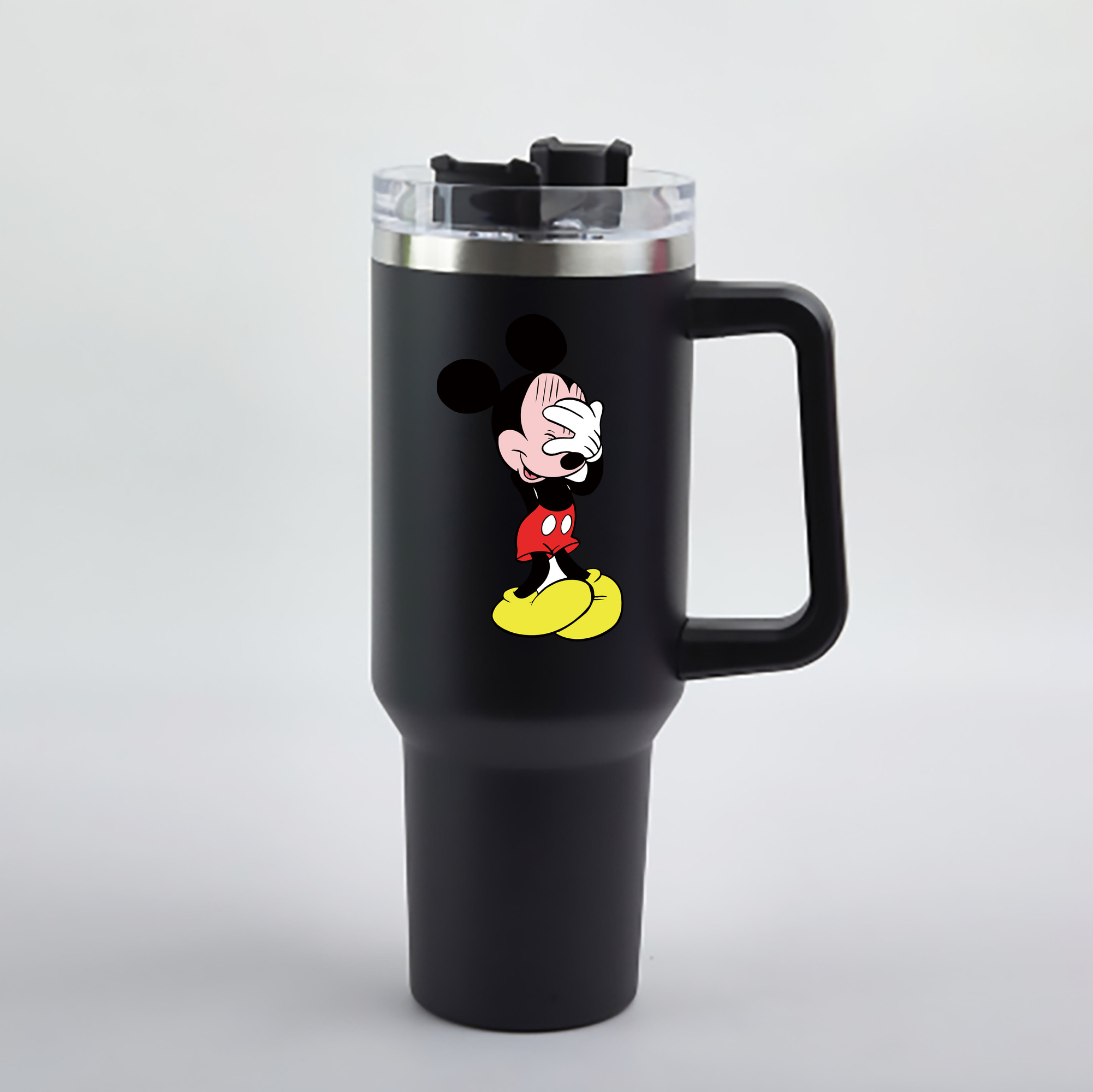 （画像用） ミッキーマウス Mickey Mouse 1200mL車用タンブラー - クリスタルステッカー（プラスチックストロー付き）