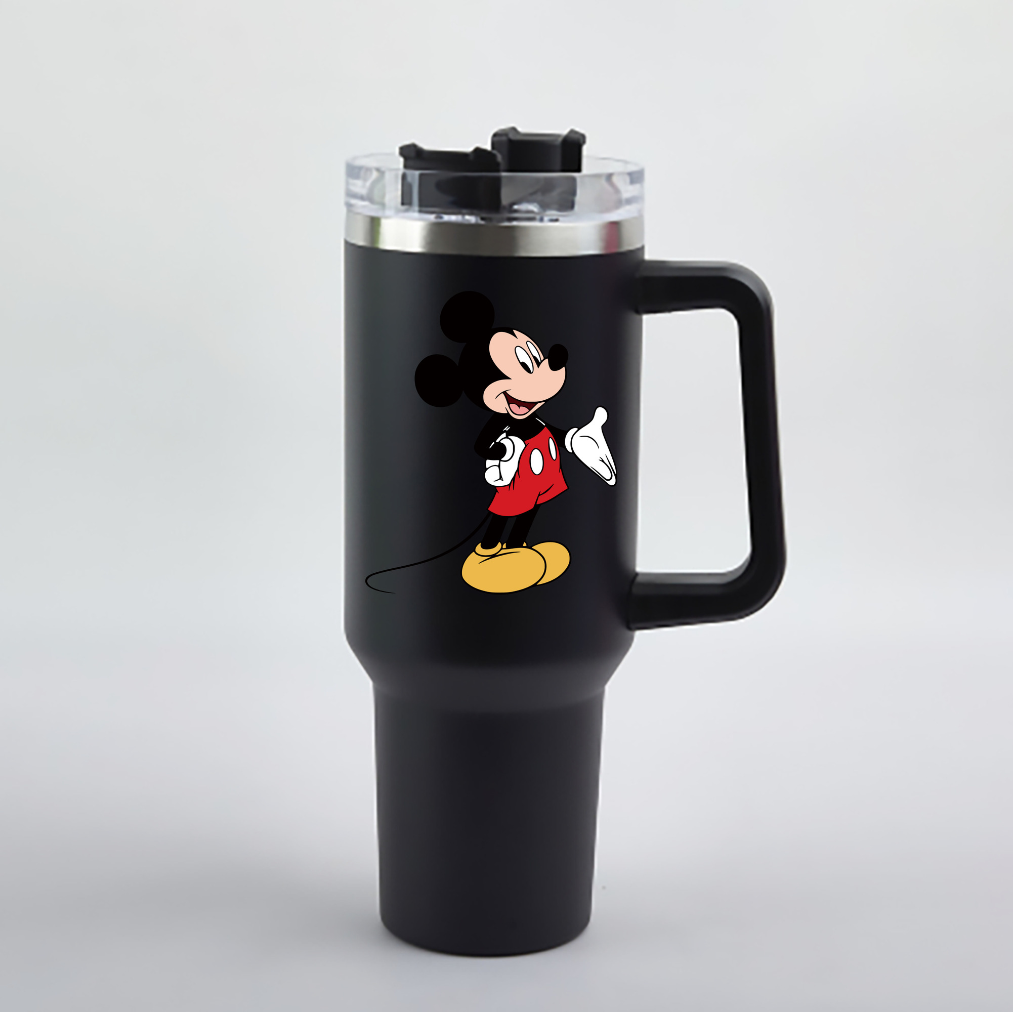 （画像用） ミッキーマウス Mickey Mouse 1200mL車用タンブラー - クリスタルステッカー（プラスチックストロー付き）
