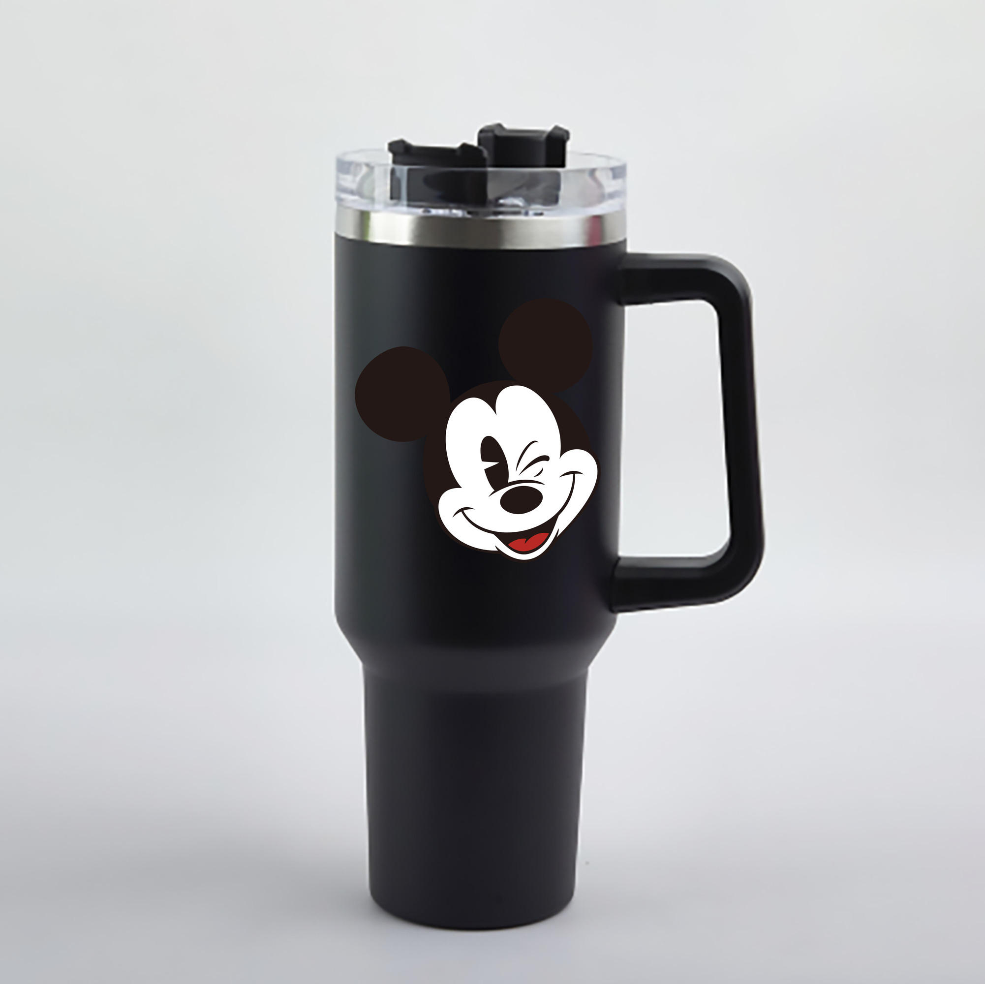 ミッキーマウス Mickey Mouse 1200mL車用タンブラー - クリスタルステッカー（プラスチックストロー付き）