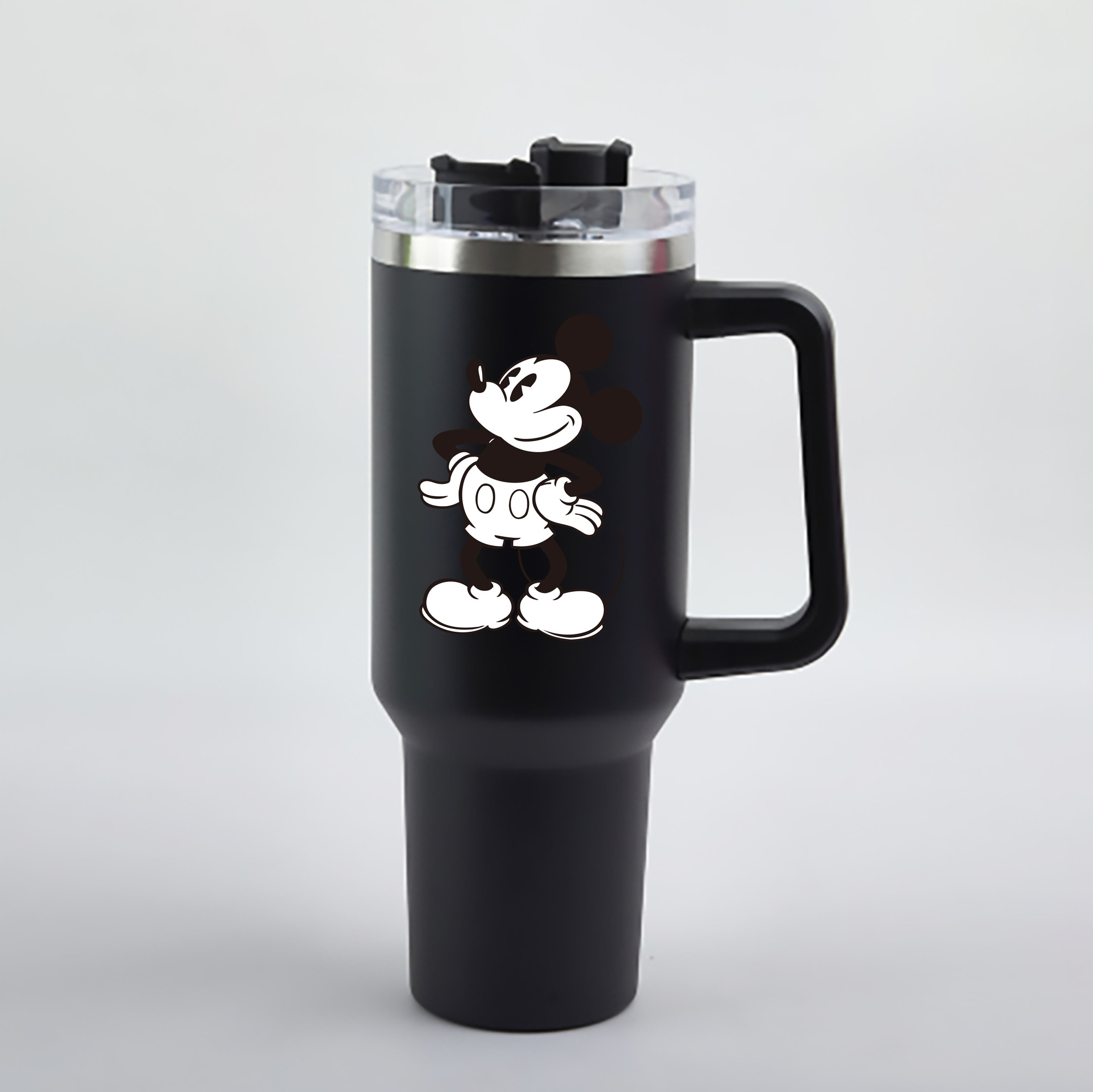 （画像用） ミッキーマウス Mickey Mouse 1200mL車用タンブラー - クリスタルステッカー（プラスチックストロー付き）
