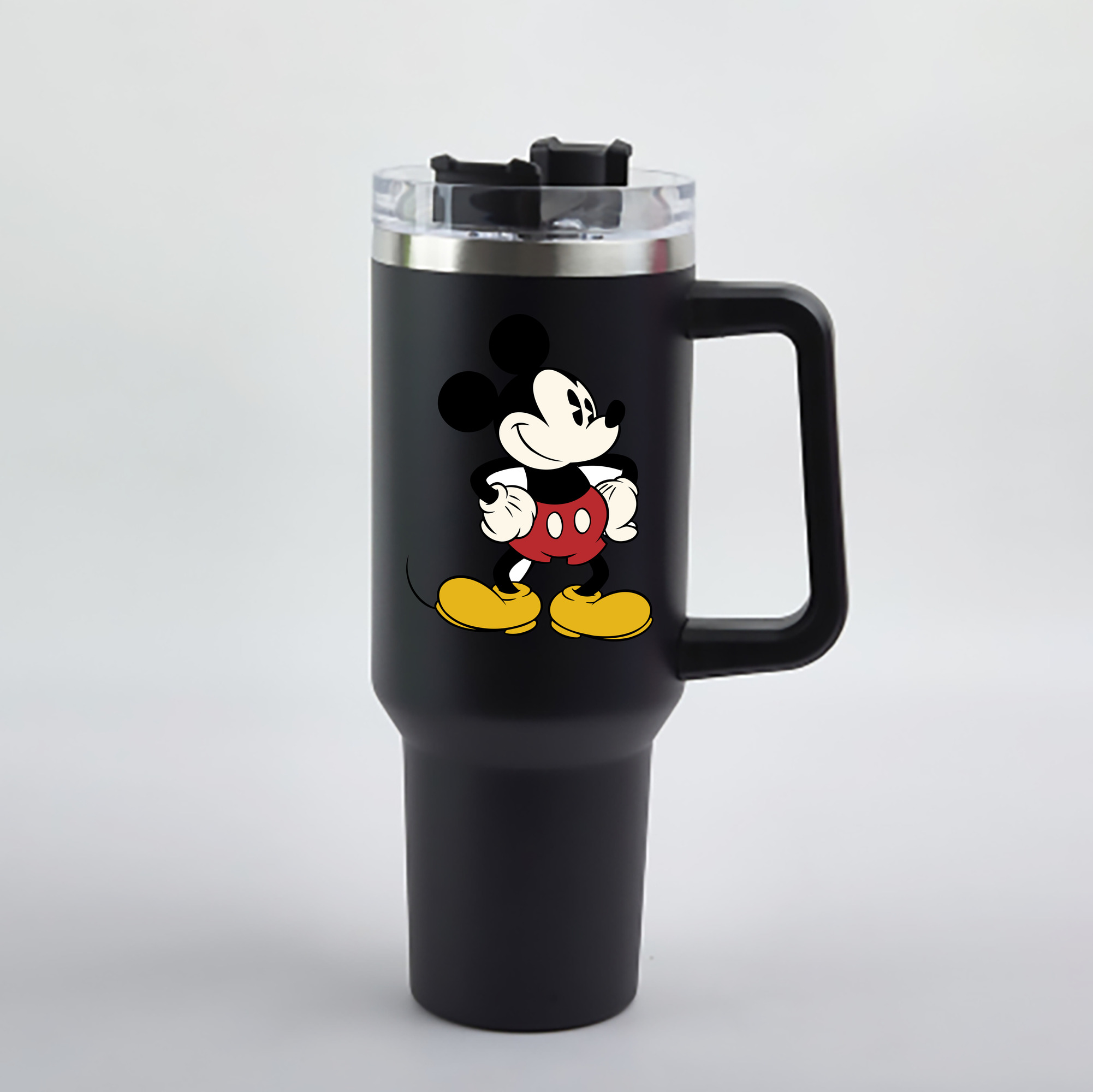 （画像用） ミッキーマウス Mickey Mouse 1200mL車用タンブラー - クリスタルステッカー（プラスチックストロー付き）