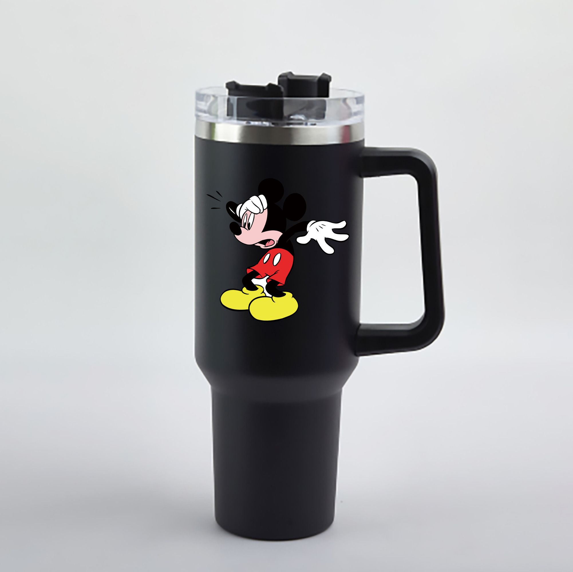 （画像用） ミッキーマウス Mickey Mouse 1200mL車用タンブラー - クリスタルステッカー（プラスチックストロー付き）