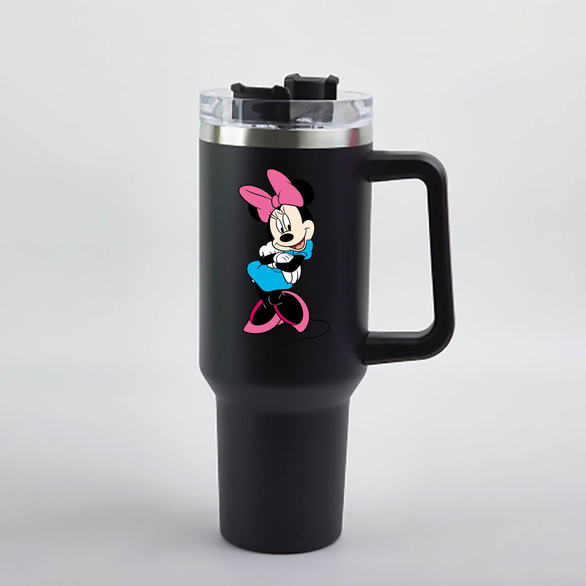（画像用） ミッキーマウス Mickey Mouse 1200mL車用タンブラー - クリスタルステッカー（プラスチックストロー付き）