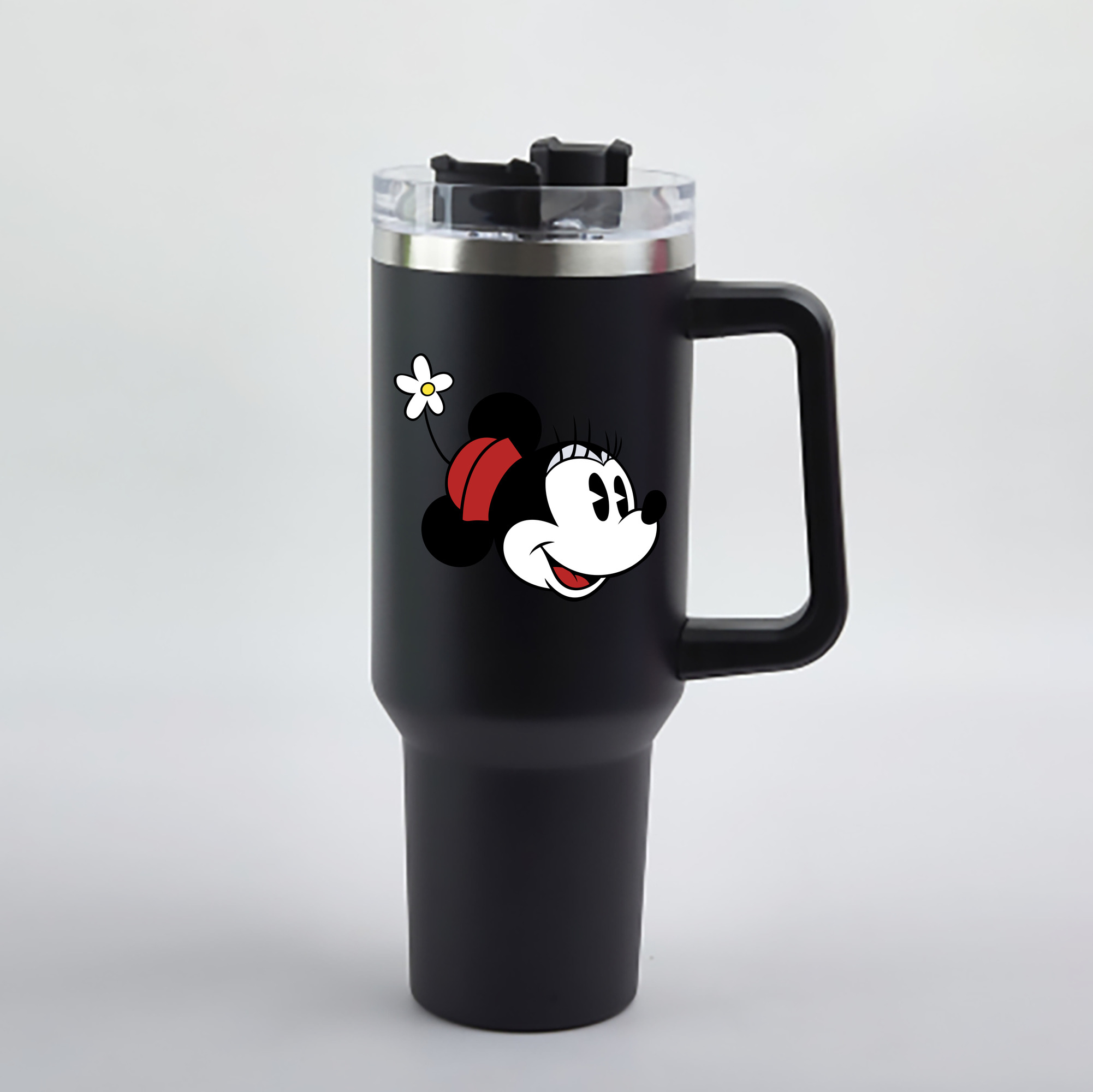 （画像用） ミッキーマウス Mickey Mouse 1200mL車用タンブラー - クリスタルステッカー（プラスチックストロー付き）