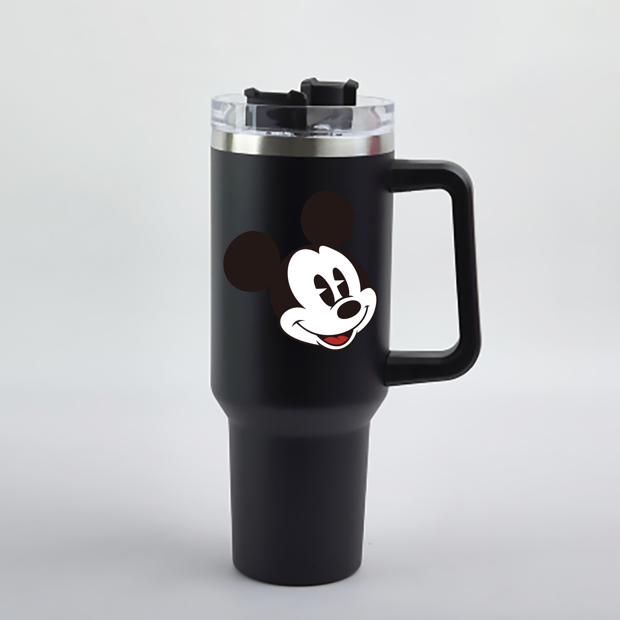 （画像用） ミッキーマウス Mickey Mouse 1200mL車用タンブラー - クリスタルステッカー（プラスチックストロー付き）