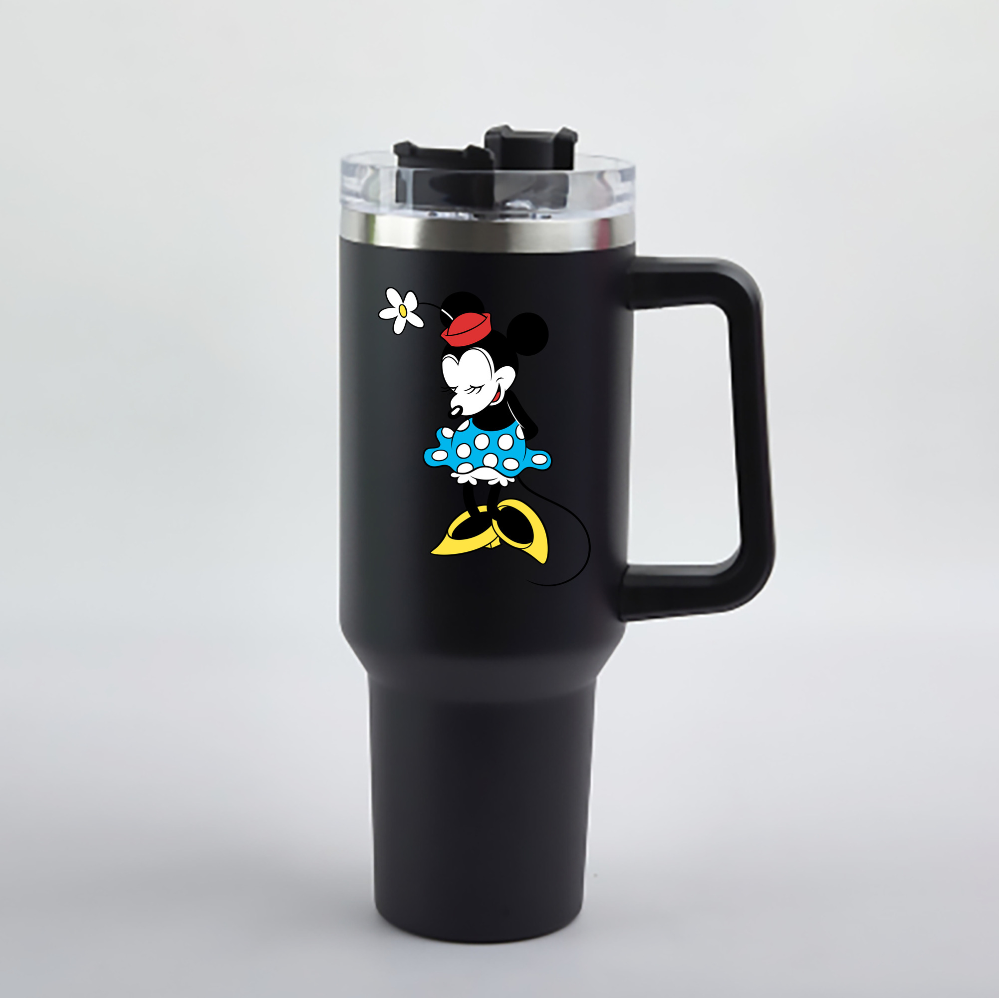 （画像用） ミッキーマウス Mickey Mouse 1200mL車用タンブラー - クリスタルステッカー（プラスチックストロー付き）