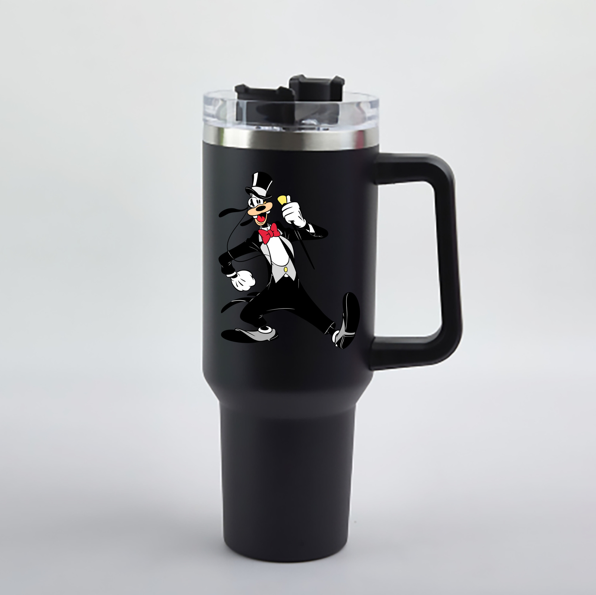 （画像用） ミッキーマウス Mickey Mouse 1200mL車用タンブラー - クリスタルステッカー（プラスチックストロー付き）