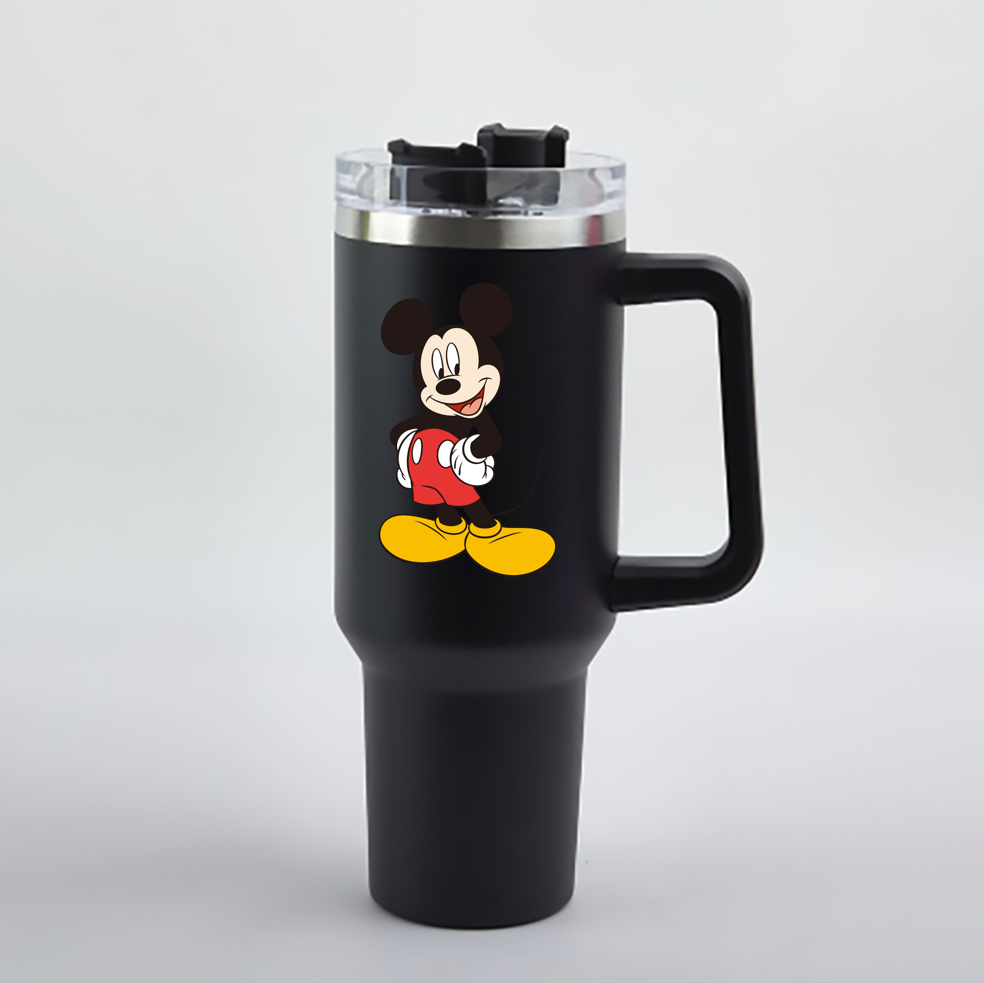 ミッキーマウス Mickey Mouse 1200mL車用タンブラー - クリスタルステッカー（プラスチックストロー付き）