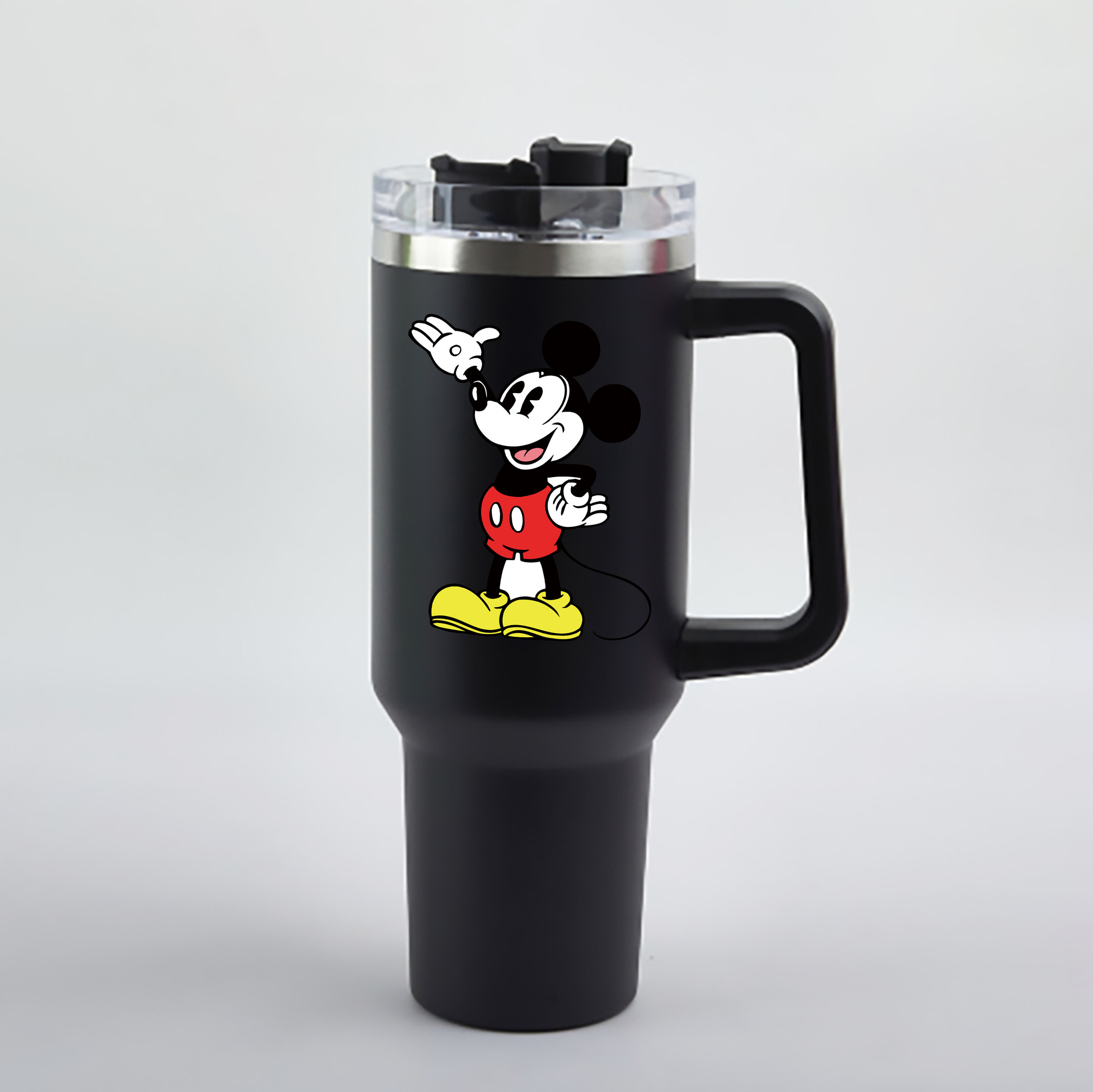 （画像用） ミッキーマウス Mickey Mouse 1200mL車用タンブラー - クリスタルステッカー（プラスチックストロー付き）