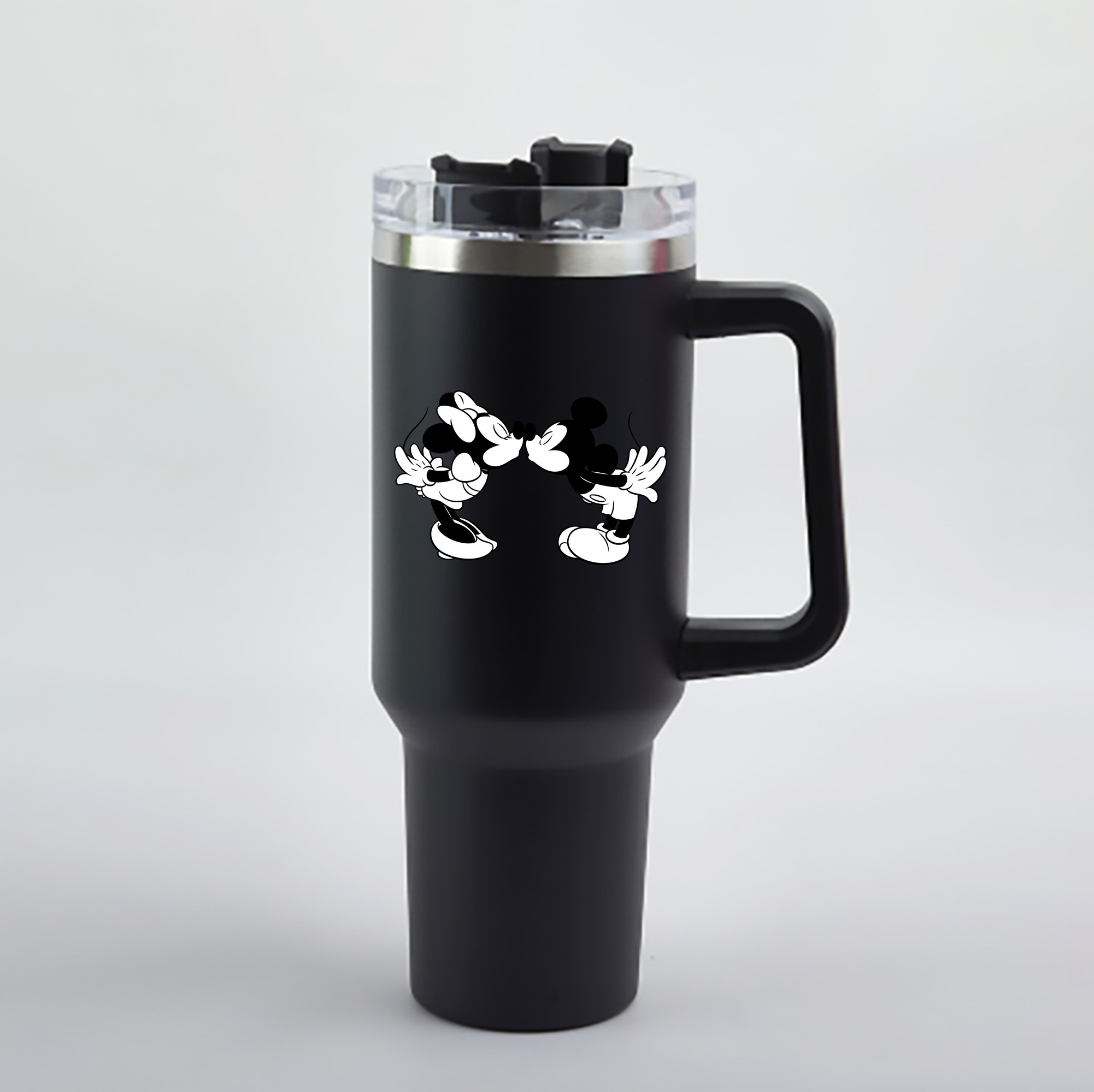 （画像用） ミッキーマウス Mickey Mouse 1200mL車用タンブラー - クリスタルステッカー（プラスチックストロー付き）
