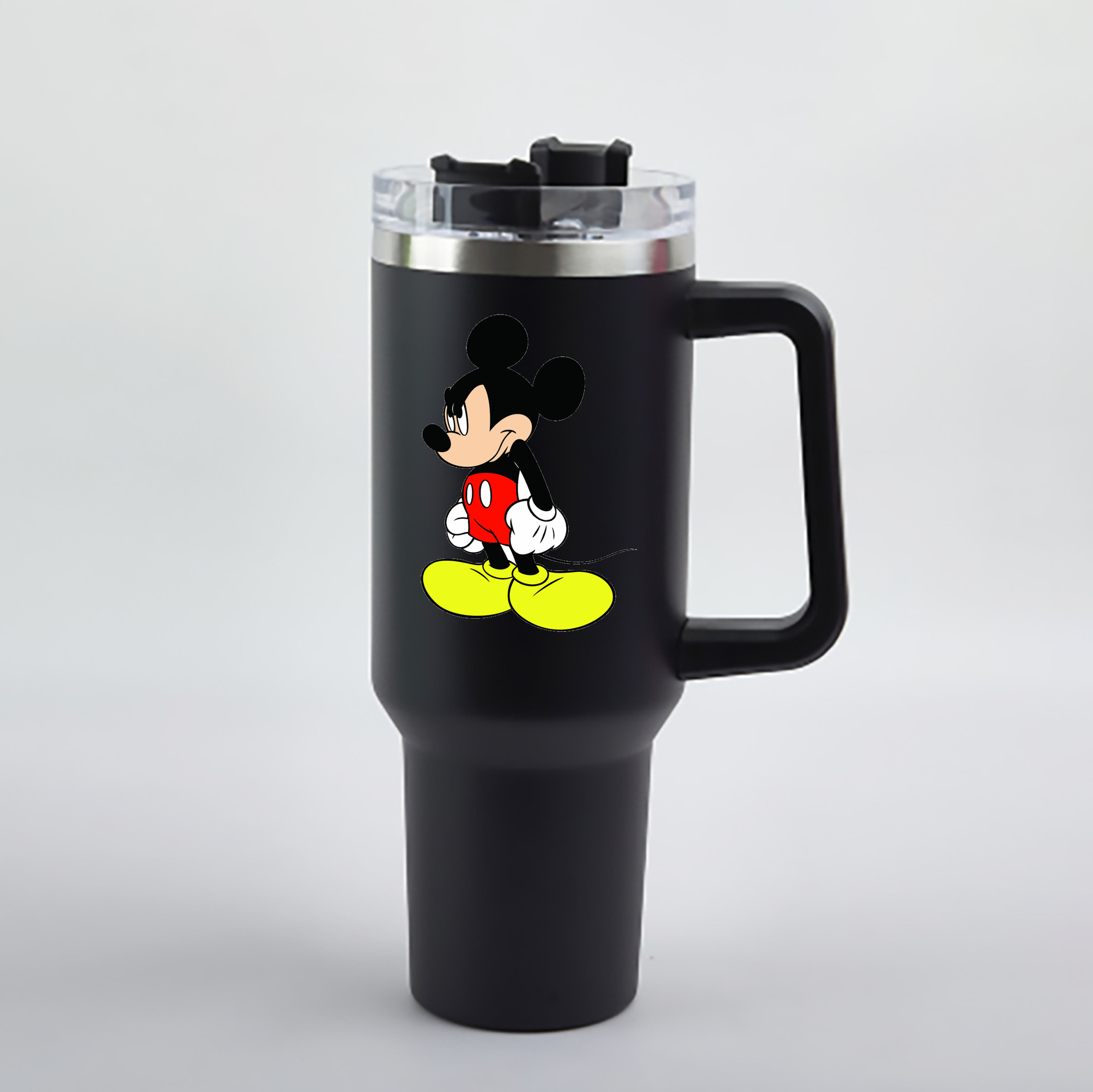 （画像用） ミッキーマウス Mickey Mouse 1200mL車用タンブラー - クリスタルステッカー（プラスチックストロー付き）