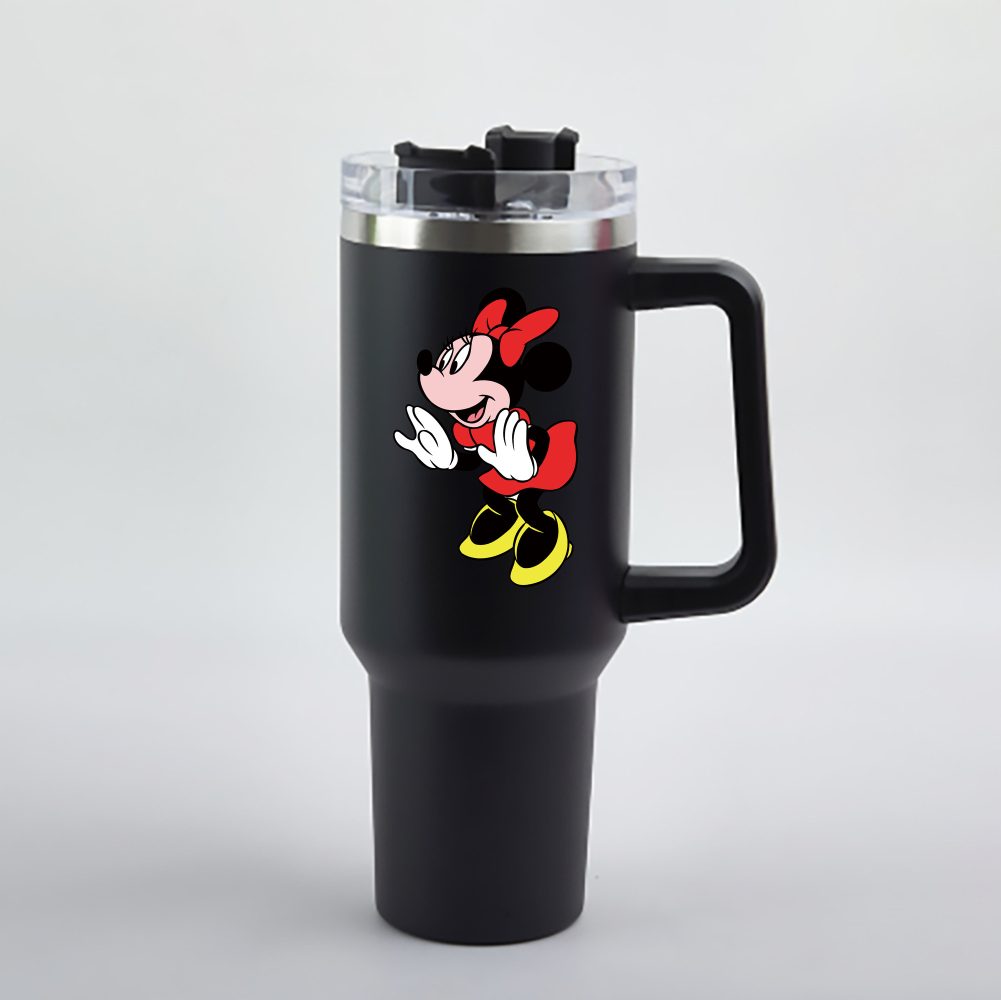 （画像用） ミッキーマウス Mickey Mouse 1200mL車用タンブラー - クリスタルステッカー（プラスチックストロー付き）