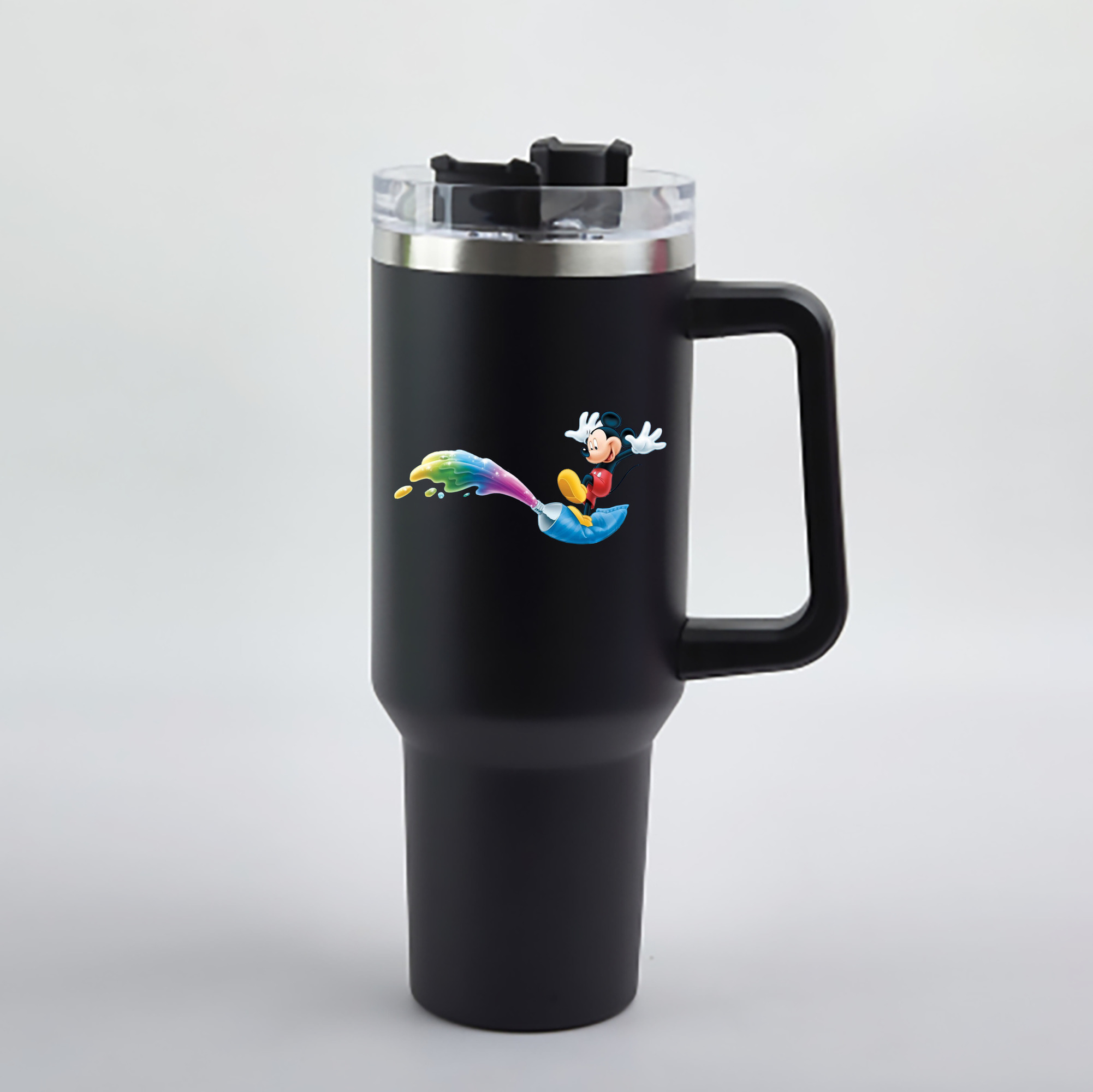（画像用） ミッキーマウス Mickey Mouse 1200mL車用タンブラー - クリスタルステッカー（プラスチックストロー付き）