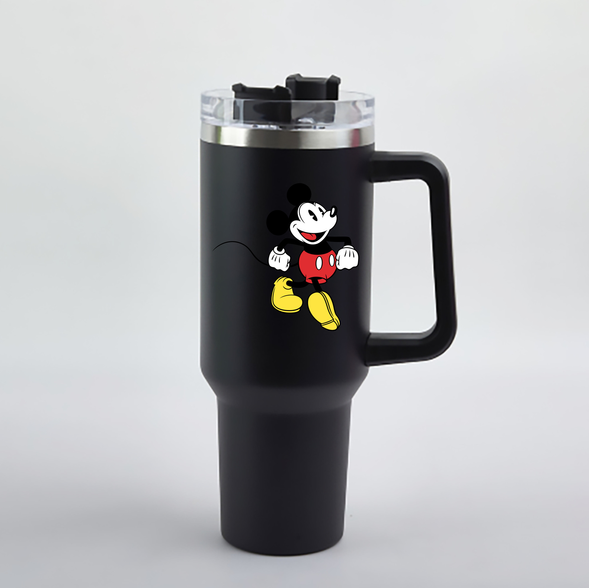 （画像用） ミッキーマウス Mickey Mouse 1200mL車用タンブラー - クリスタルステッカー（プラスチックストロー付き）