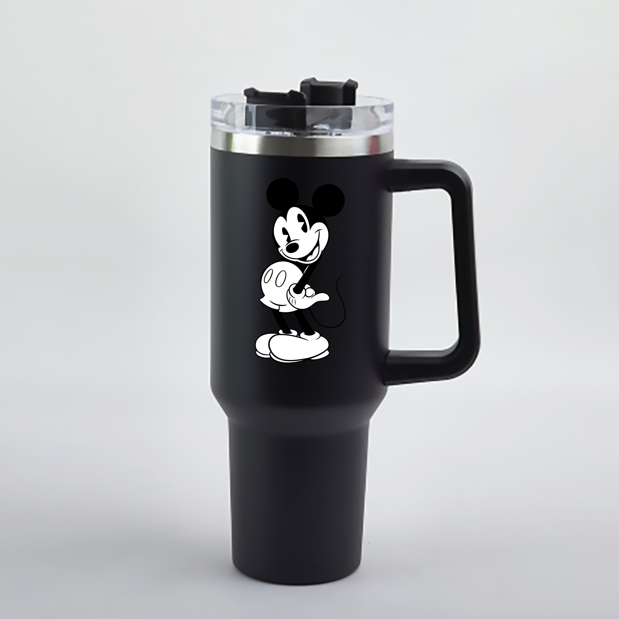 （画像用） ミッキーマウス Mickey Mouse 1200mL車用タンブラー - クリスタルステッカー（プラスチックストロー付き）