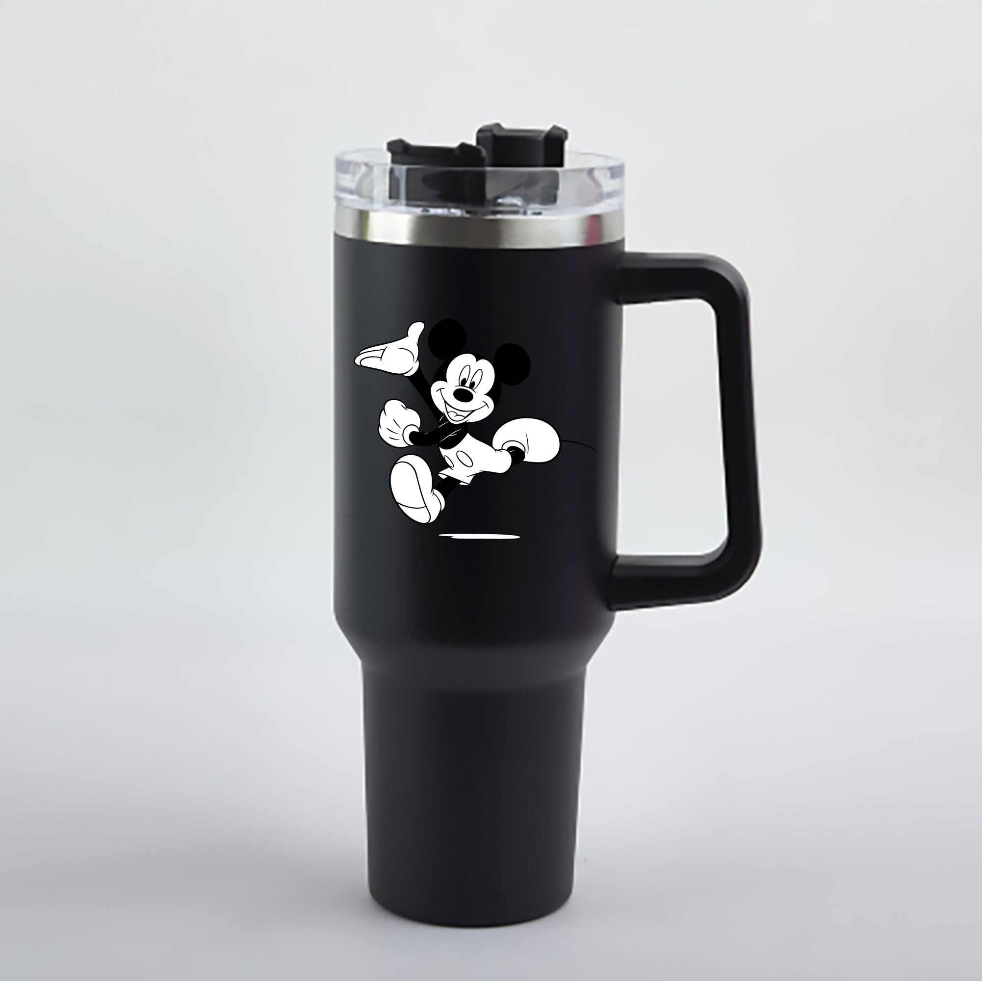 （画像用） ミッキーマウス Mickey Mouse 1200mL車用タンブラー - クリスタルステッカー（プラスチックストロー付き）