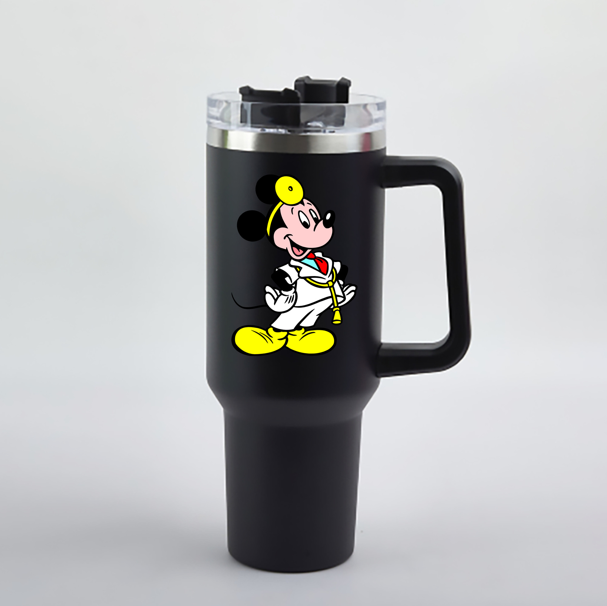 （画像用） ミッキーマウス Mickey Mouse 1200mL車用タンブラー - クリスタルステッカー（プラスチックストロー付き）