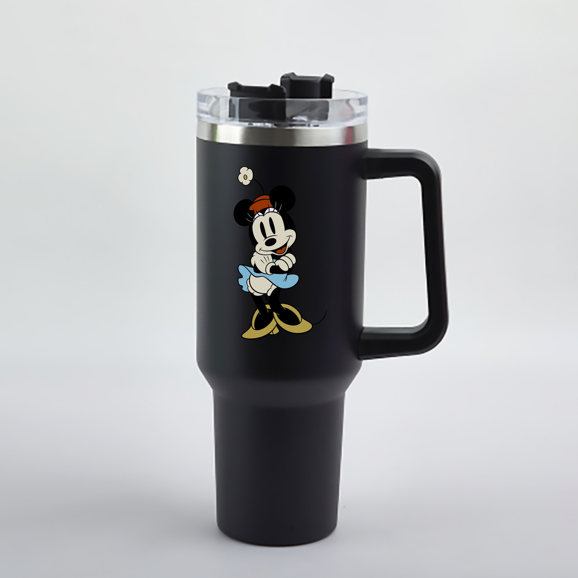 ミッキーマウス Mickey Mouse 1200mL車用タンブラー - クリスタルステッカー（プラスチックストロー付き）