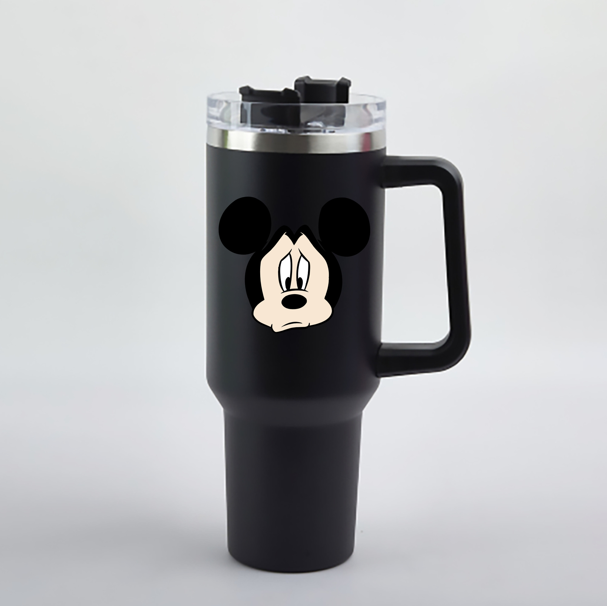（画像用） ミッキーマウス Mickey Mouse 1200mL車用タンブラー - クリスタルステッカー（プラスチックストロー付き）