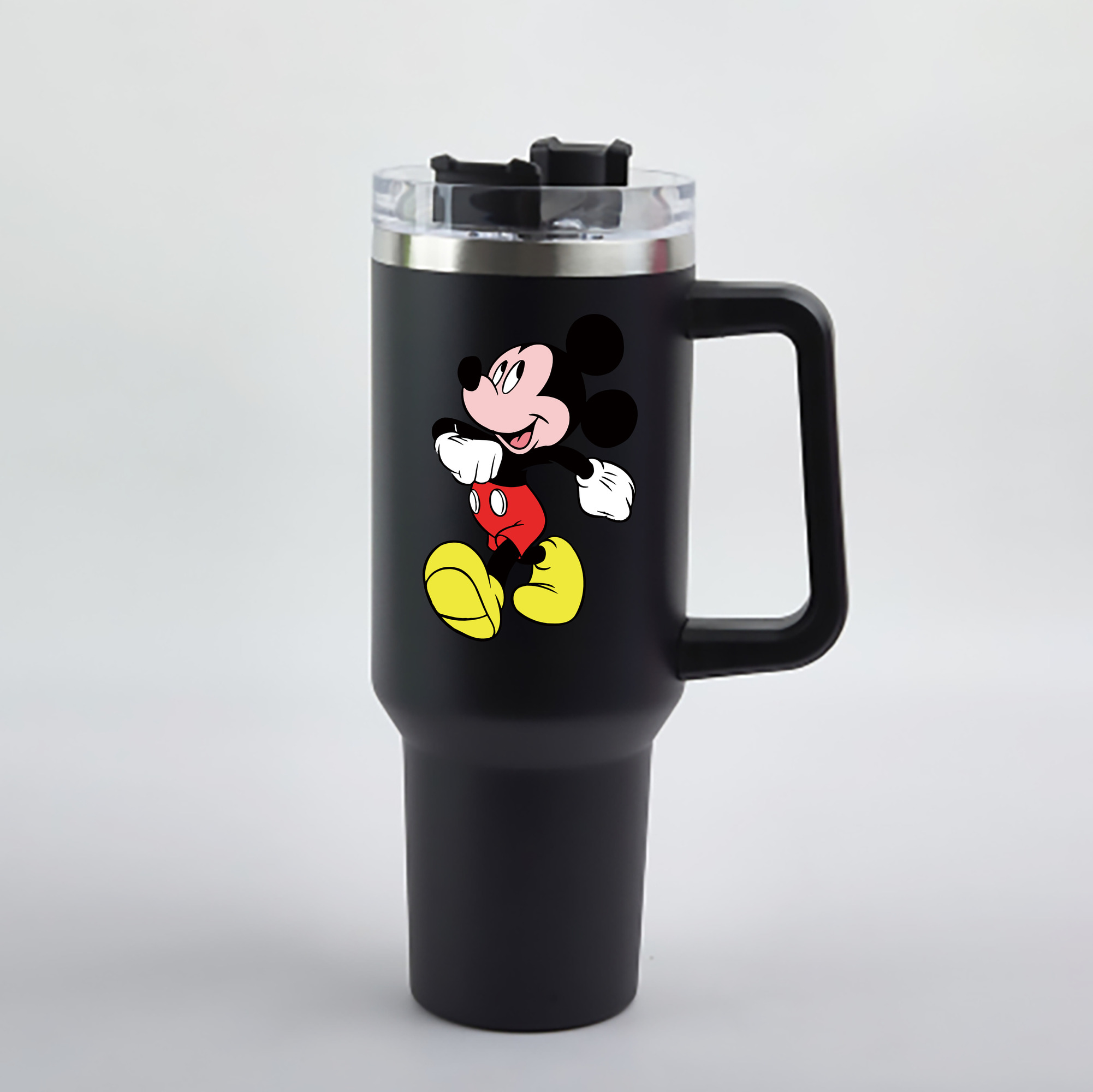 （画像用） ミッキーマウス Mickey Mouse 1200mL車用タンブラー - クリスタルステッカー（プラスチックストロー付き）