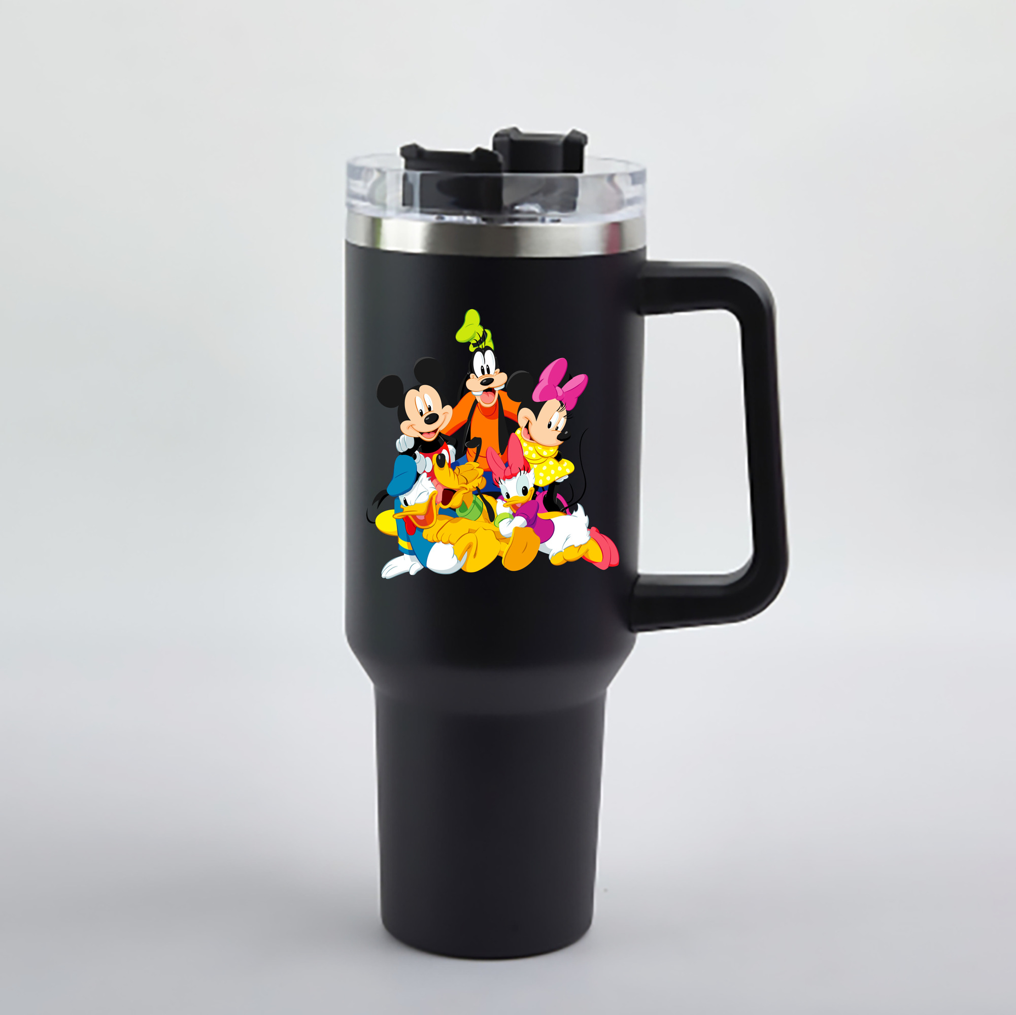 ミッキーマウス Mickey Mouse 1200mL車用タンブラー - クリスタルステッカー（プラスチックストロー付き）