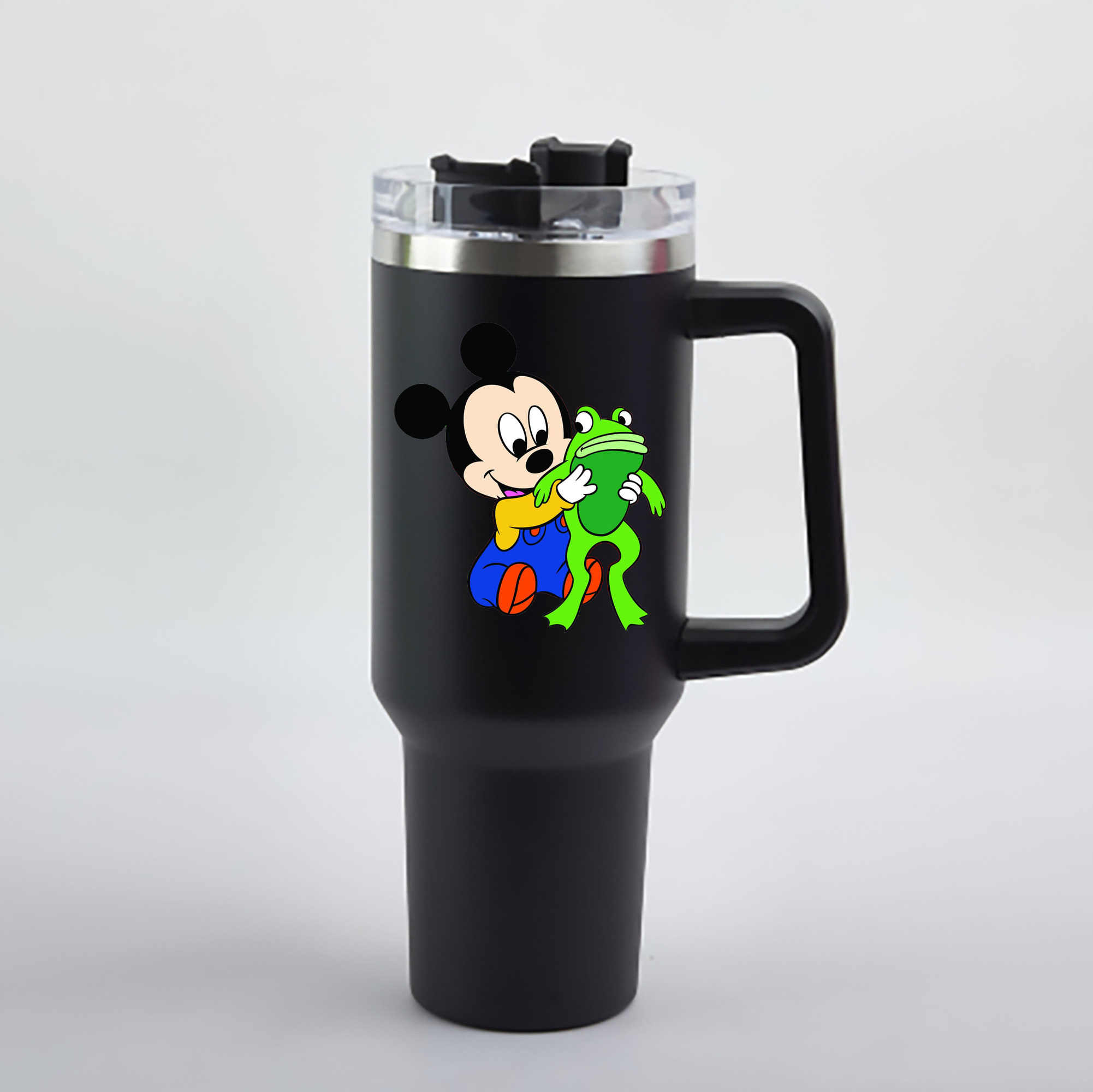 （画像用） ミッキーマウス Mickey Mouse 1200mL車用タンブラー - クリスタルステッカー（プラスチックストロー付き）