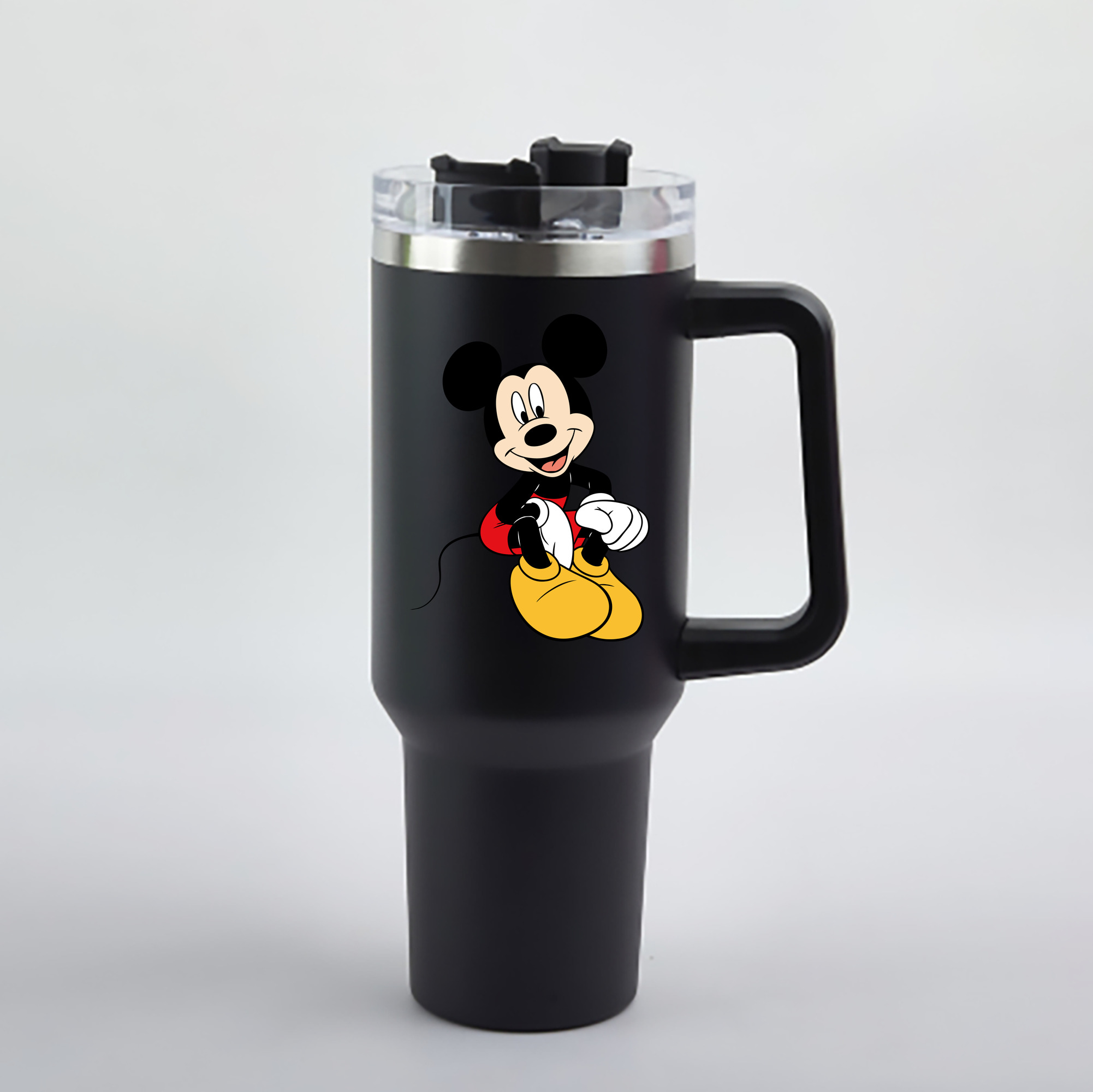 （画像用） ミッキーマウス Mickey Mouse 1200mL車用タンブラー - クリスタルステッカー（プラスチックストロー付き）